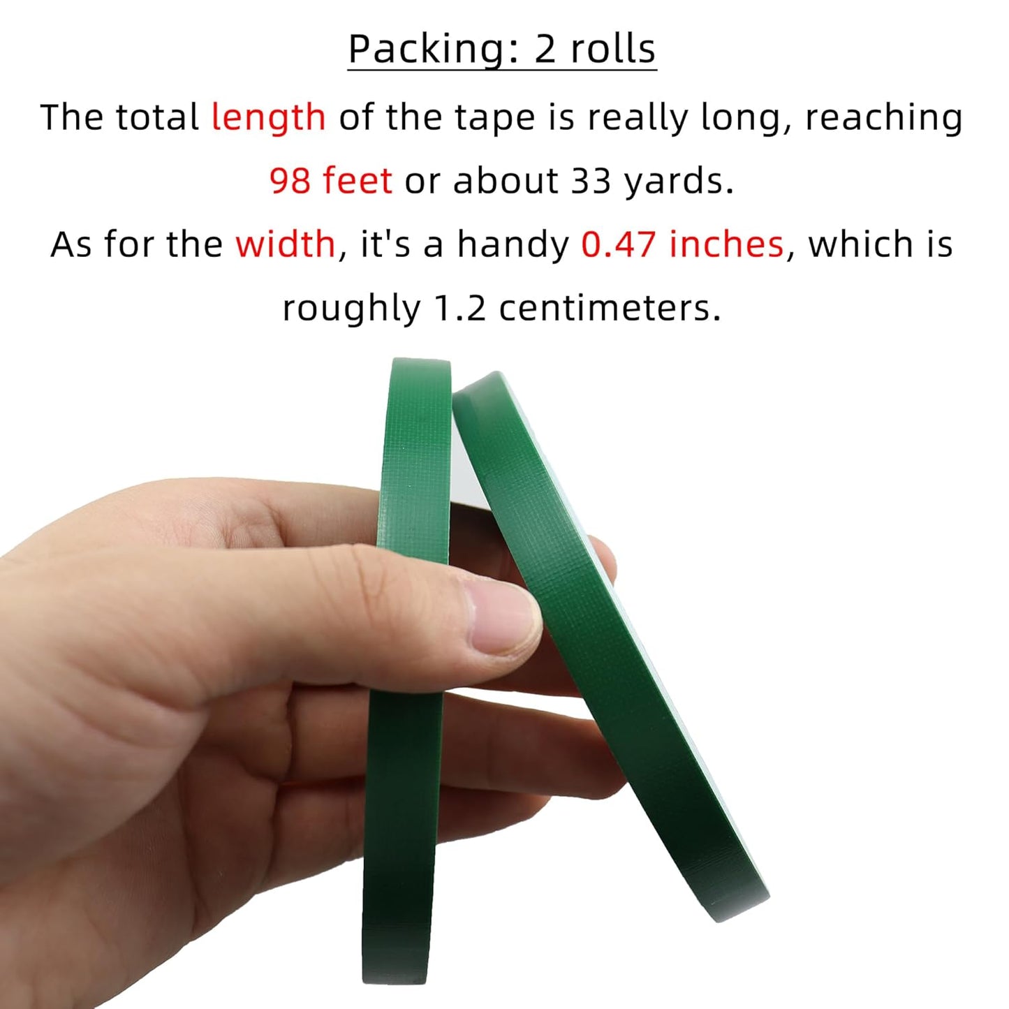 2 PCS Green Floral Tape, 0.5" Flower Stem Wrap Tapes, Waterproof Florist Tape - Multipurpose Adhesive Florist Tapes for Binding Fresh, Flower Bouquets and Floral Craft (98Ft/33Yd/Roll)