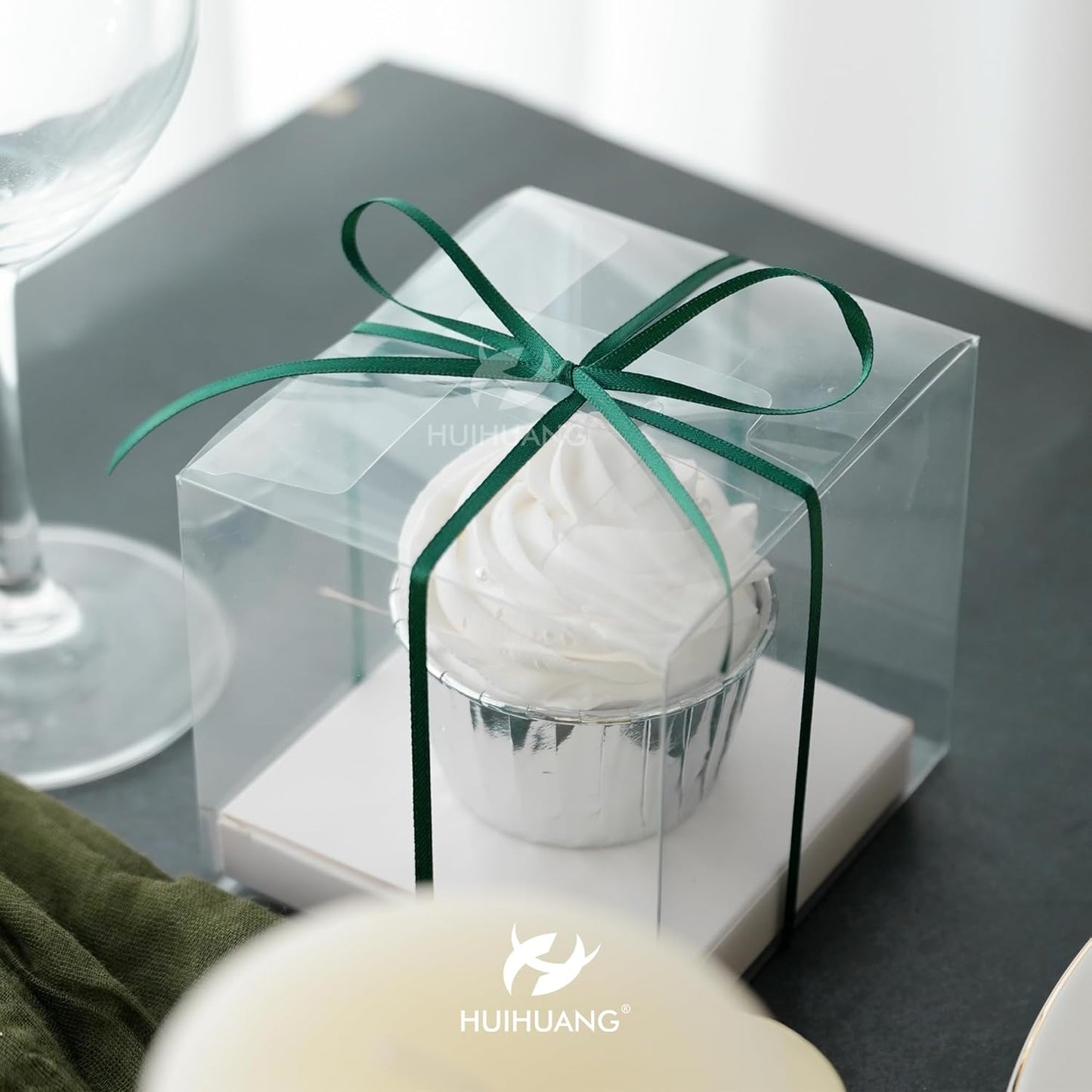 HUIHUANG Solid Color Satin Ribbon 1/8 inch x 100 Yards Roll Ribbon for Crafts (Hunter Green)