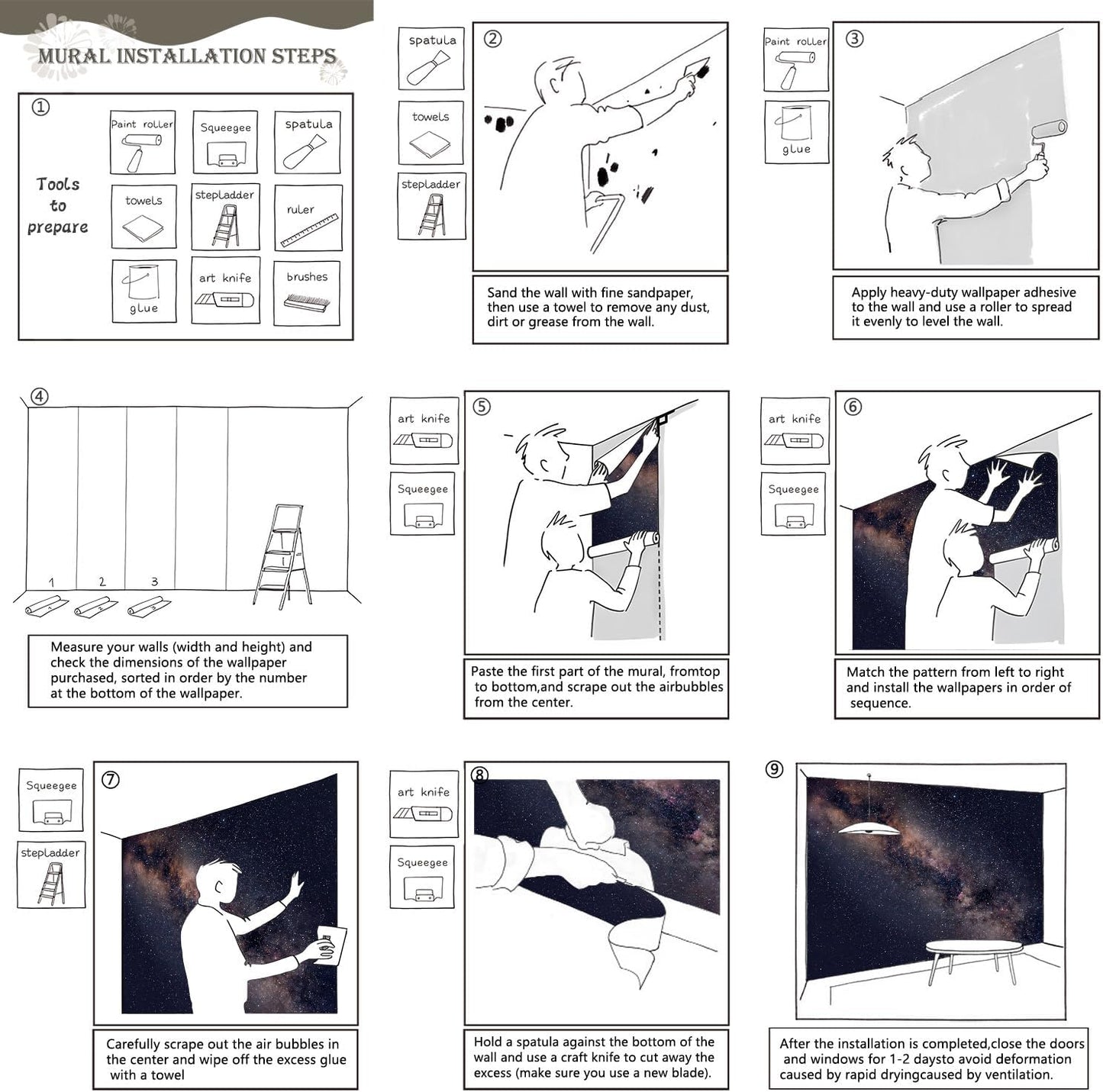 AFZEVEB-Galaxy Stars Wallpaper Wall murals for Ceiling 136"x96"(Not Peel and Stick)