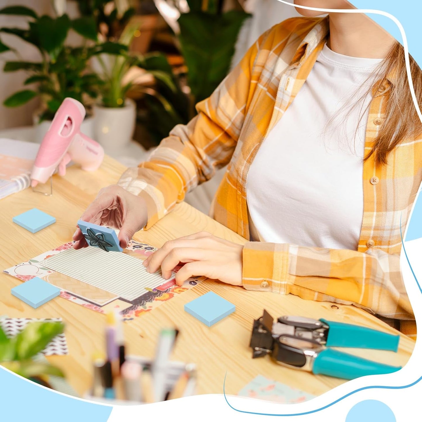 Frienda 24 Pcs 2" x 2" Rubber Carving Blocks Linoleum Blocks for Printmaking, Stamp Making, DIY Crafting, Scrapbook, Painting, Soft and Easy to Carve (Light Blue)