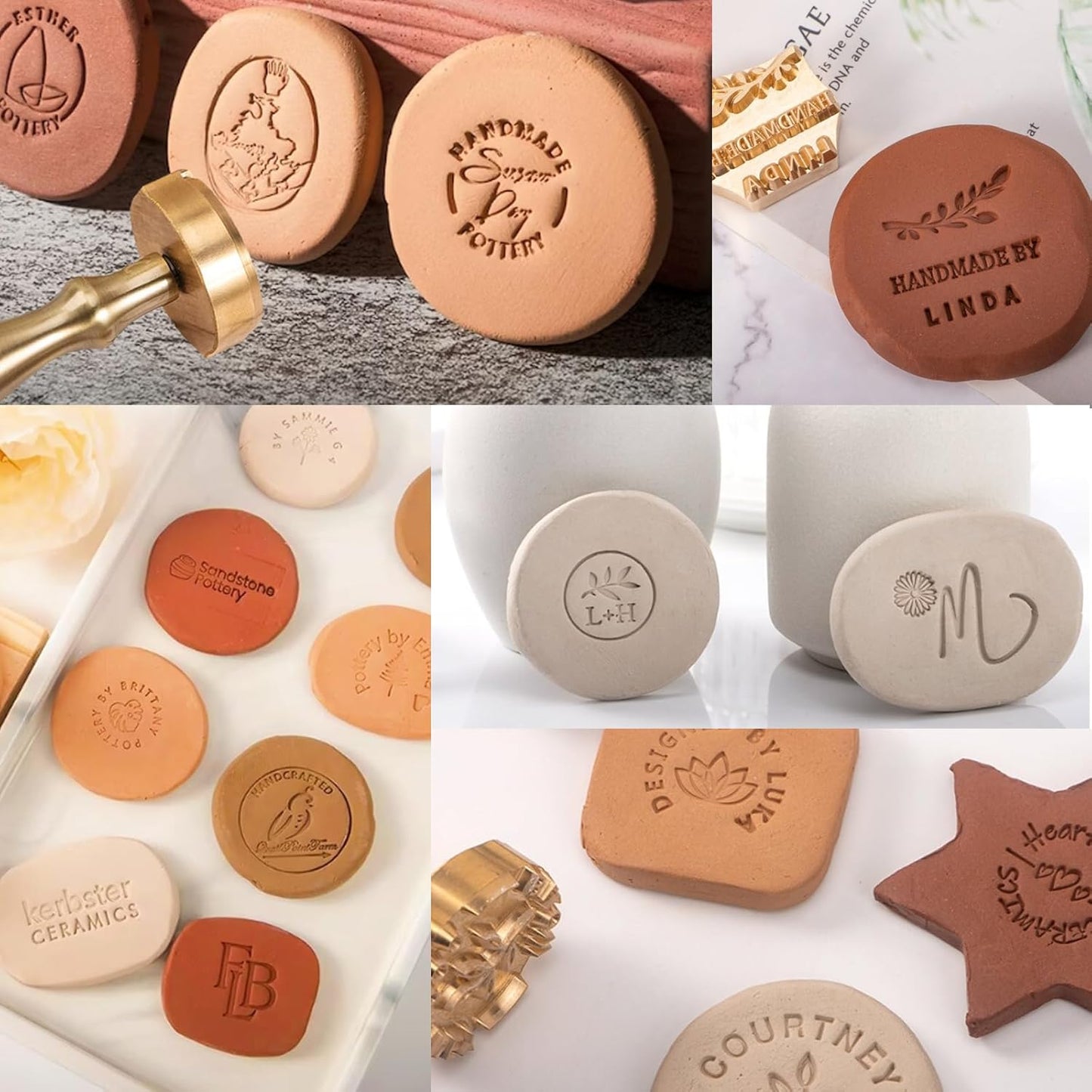 Custom Pottery Stamps for Clay Personalized Pottery Tool Kit Stamp with Own Design Signature Letters Gift for Potters DIY Lovers-1"