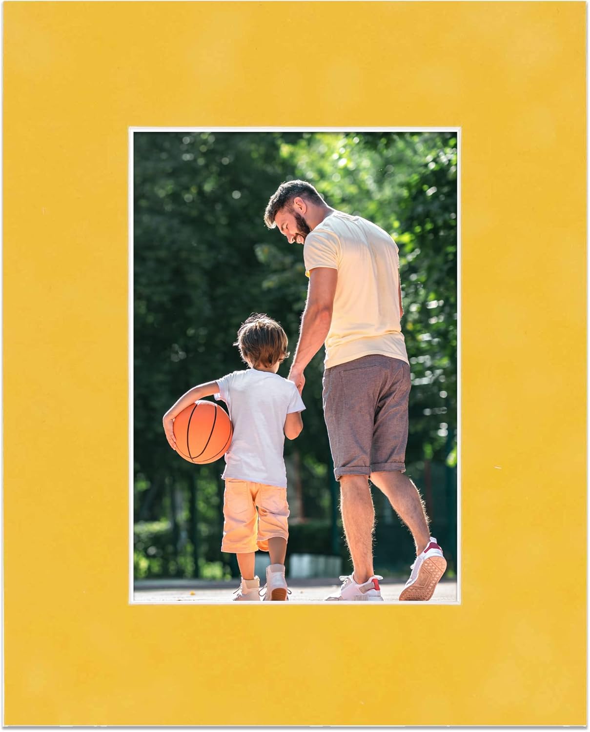 Pack of TEN 8x10 Mats Bevel Cut for 5.5x8.5 Photos - Acid Free Sunrise Yellow Suede Precut Matboards For Pictures, Photos, Framing - 4-ply Thickness