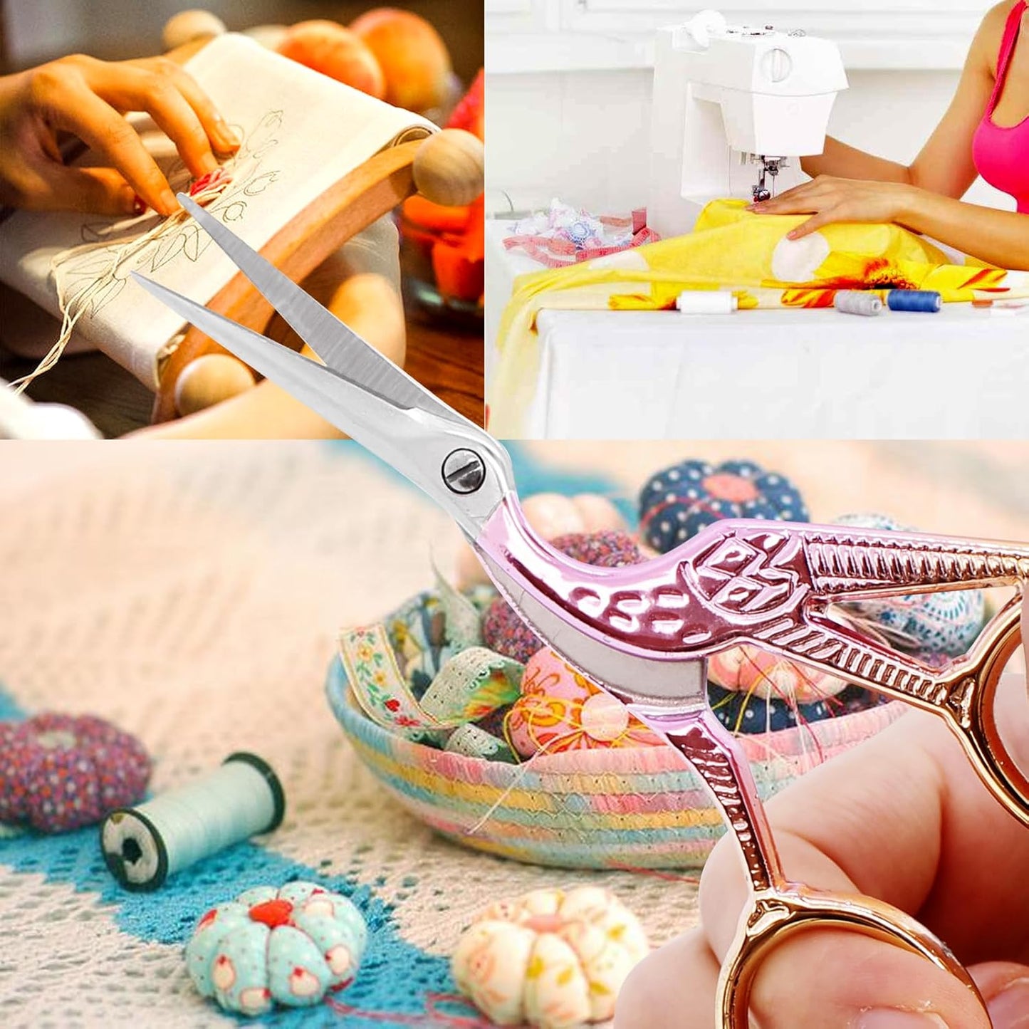 BIHRTC 4.5Inch Stork Stainless Steel Sharp Tip Scissors with Leather Safe Cover Sewing Dressmaker Scissors for Embroidery Craft Needle Work Art Work Handcraft Threading