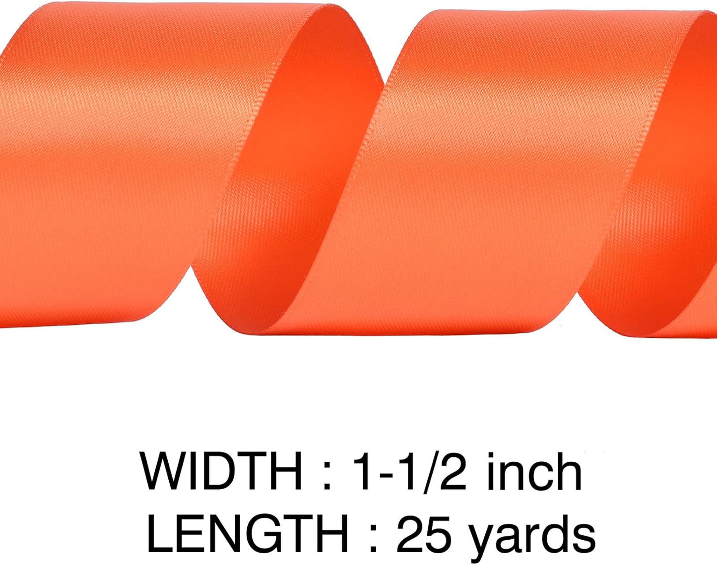 YAMA Orange Double Faced Satin Ribbon, 1 1/2 Inch 25 Yards, Great for Crafts Bows Flower Bouquet Wedding Home Decor Gift Wrapping