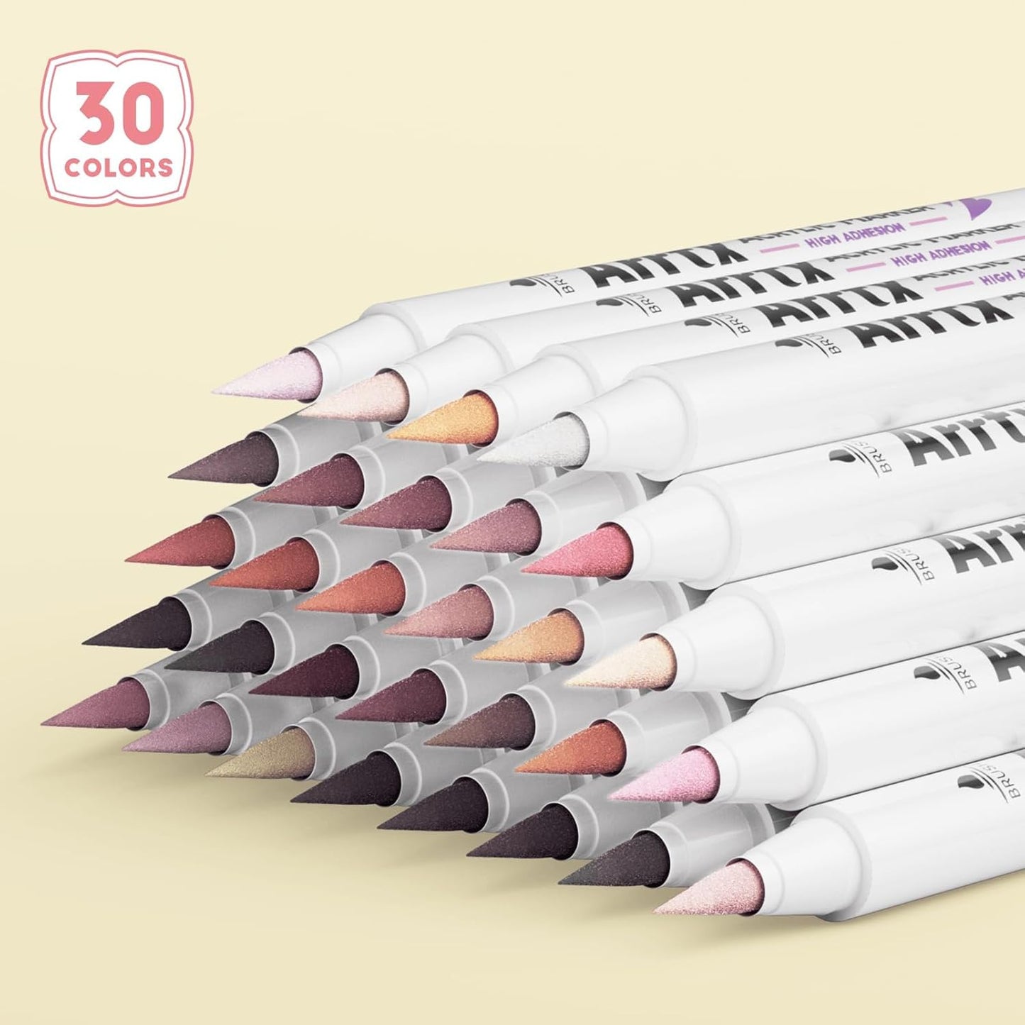 Arrtx 30 Colors Skin Color Acrylic Paint Pens, Skin Tone Paint Markers Paint Pens for Artists Adults Coloring Drawing Brush Tip for Rock Painting, Wood, Canvas, DIY Crafts Making Art Supplies