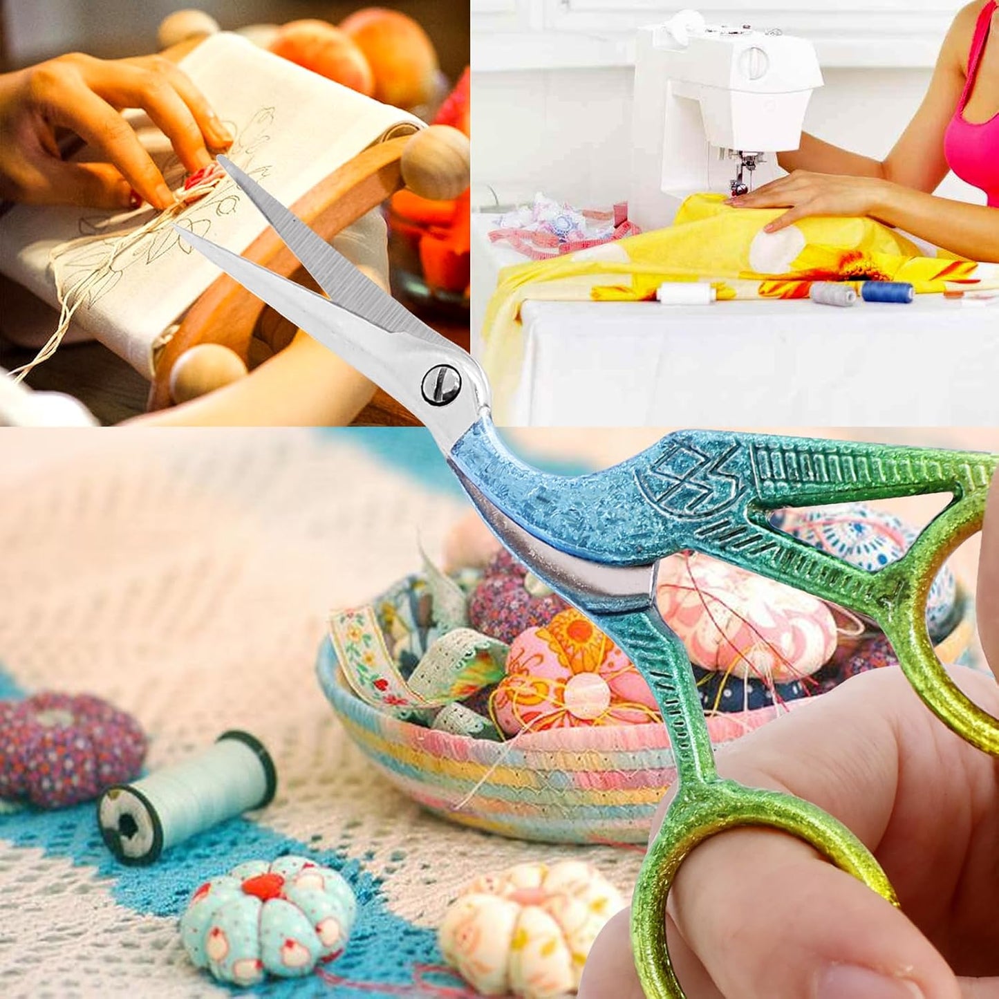 BIHRTC 4.5Inch Stainless Steel Sharp Tip Scissors with Leather Safe Cover Household Needlework Scissors for Embroidery Craft Needle Work Art Work Handcraft Threading