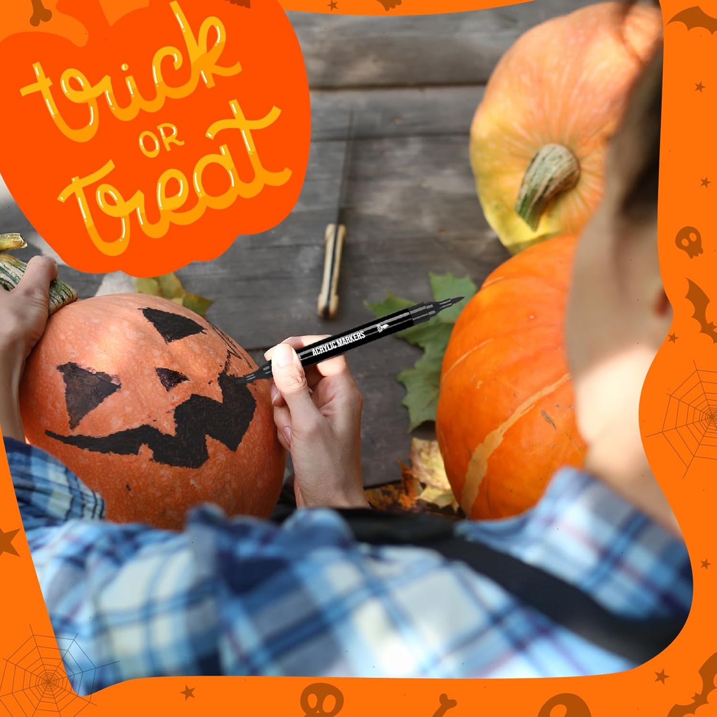 48 Colors Acrylic Paint Markers, Dual Tip with Fine Tip and Brush Tip Pens for Stone, Wood, Calligraphy, Canvas, Ceramic, Metal, Glass, Rock Painting, DIY Crafts