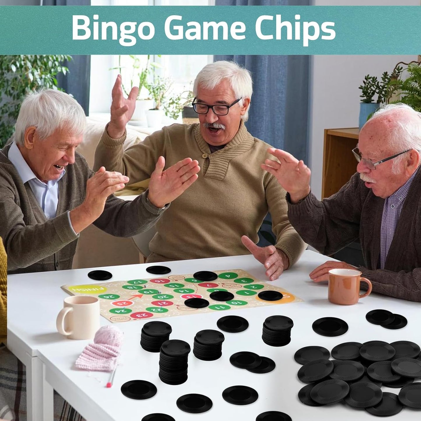 Coopay 500 Pieces Plastic Poker Chips, 1 Inch Bingo Chips Bulk Learning Counters Disks Poker Card Game, Counting Markers for Math Practice, Game Tokens and Teaching Rewards, 25 mm (Black)