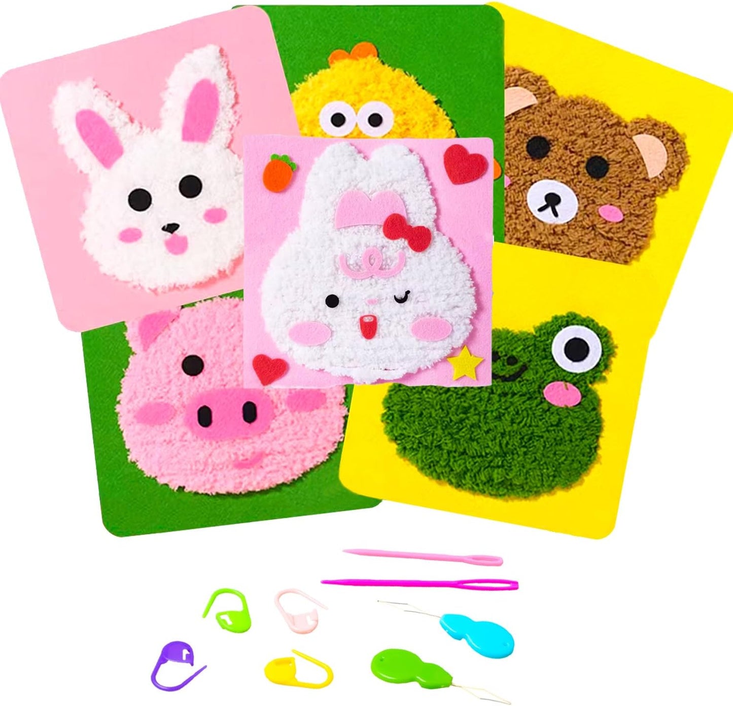 Hekisn 45Pcs Large Eye Blunt Yarn Needles kit, Assorted Sizes Bent Tapestry Darning Needle, Sewing Needles with Needle Threaders & Stitch Markers for Knitting Crochet (Orange&Blue)