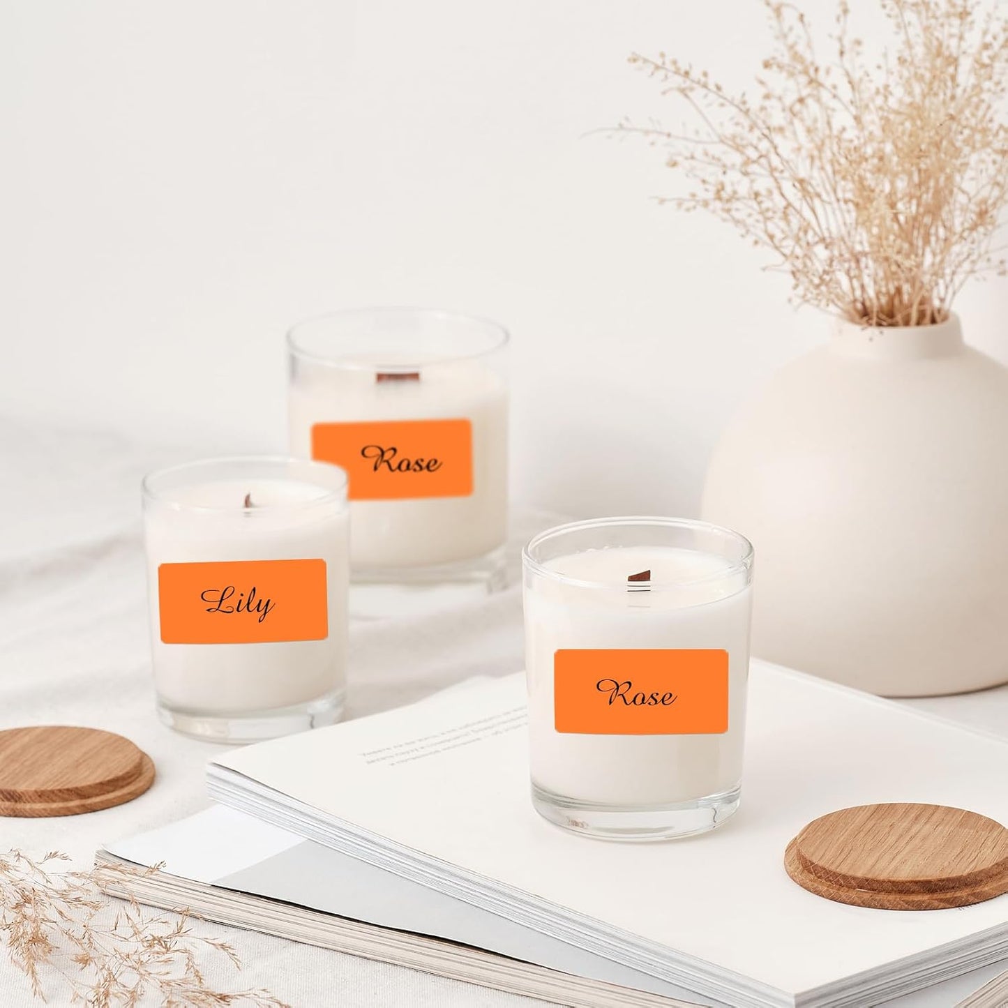 2x1 Inch Thermal Labels, Orange Thermal Printer Stickers, Waterproof Self-Adhesive Shipping Label Printer Sticker for Barcode, Name, Address, 300 Labels/Roll