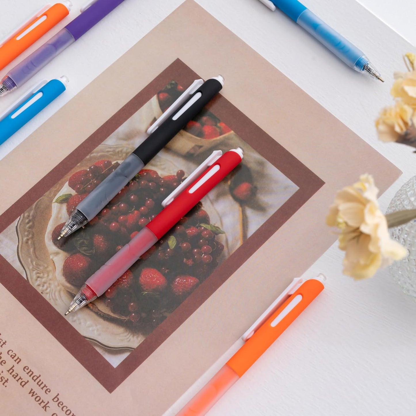 Linbsunne Ballpoint Pens Medium Point 1mm Black Pen with Super Soft Grip Ball Point Pen for Men Women Retractable Pens (Style2, 24-pack)