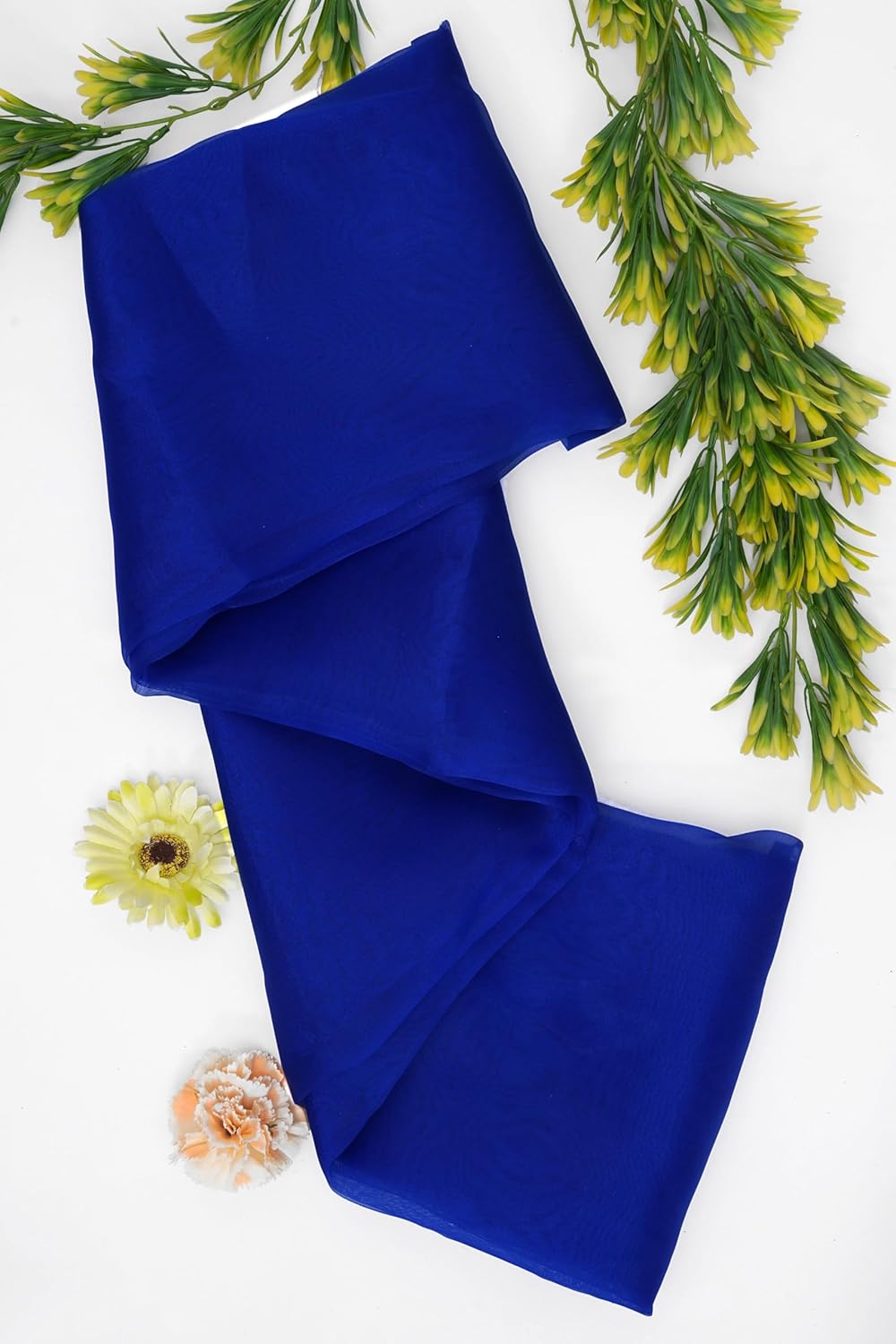 Organza Fabric 5 Yard Bridal Solid Sheer Organza Fabric Bolt for Wedding Dress, Fashion, Crafts, Decorations Silky Shiny Organza 44" - (5 Yard, Royal Blue)