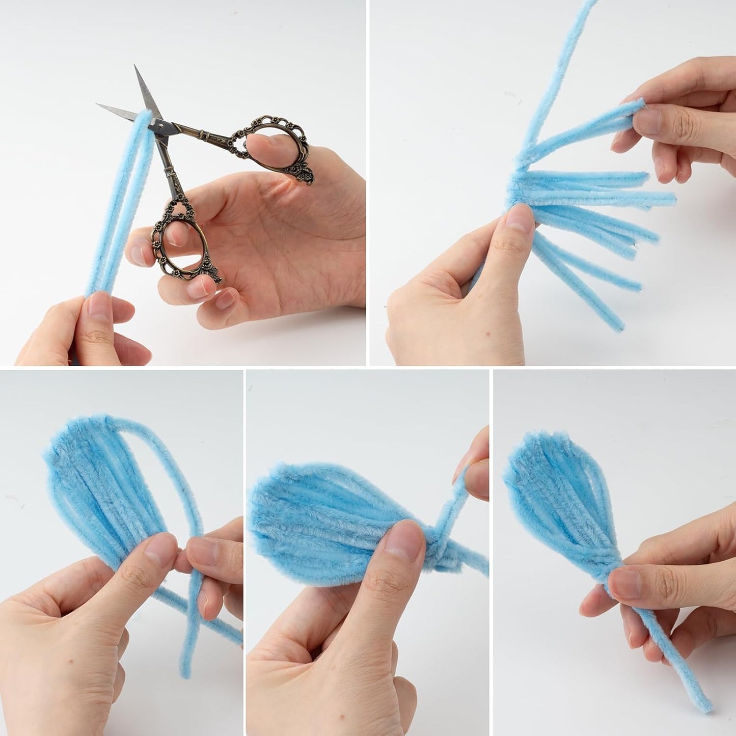 Caydo 300 Pieces Blue Pipe Cleaners, Thick Fluffy Chenille Stems, Pipe Cleaner Crafts for Arts & Crafts, Perfect for Making Animals, Flowers, and Festive Decorations