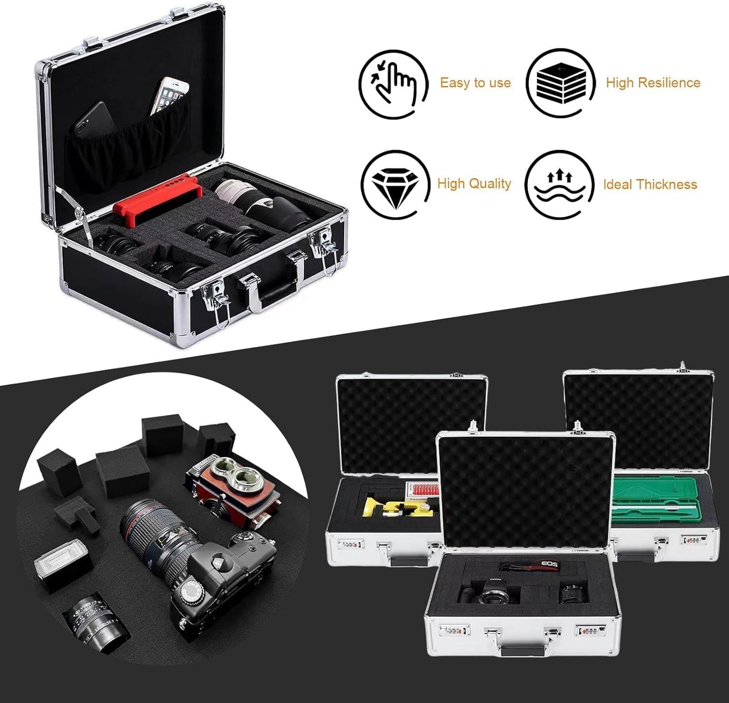 Eunice 4Pcs 16 x 12 x 0.4 Inch Polyurethane Foam Sheets & 4Pcs 16 x 12 x 0.8 Inch Cuttable Foam Inserts for Cases, Packing Foam Pads for Tool Box, Camera Storage and Crafts