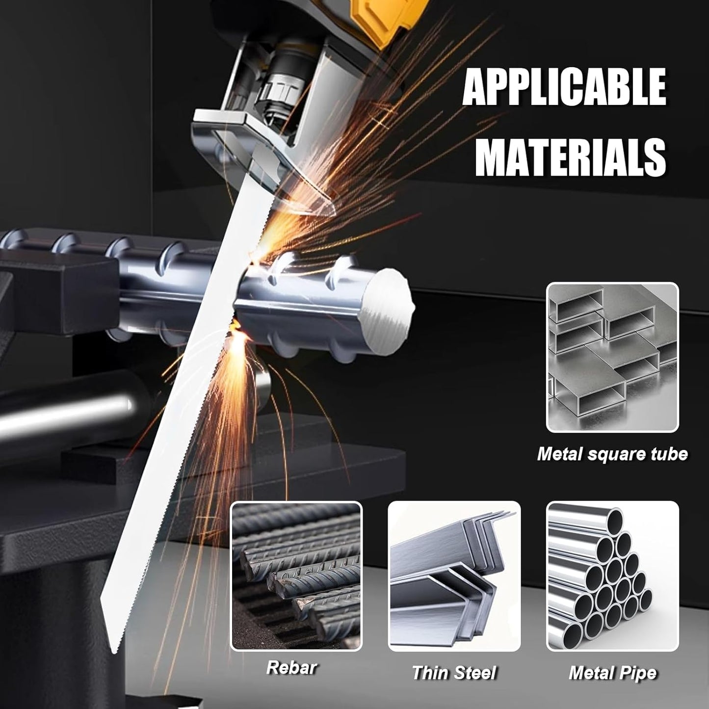 10 Pack 12 inch Reciprocating Saw Blades Set,14TPI High Carbon Saw Blades, Metal Saw Blades with Organizer Case (10, 14TPI/300mm)