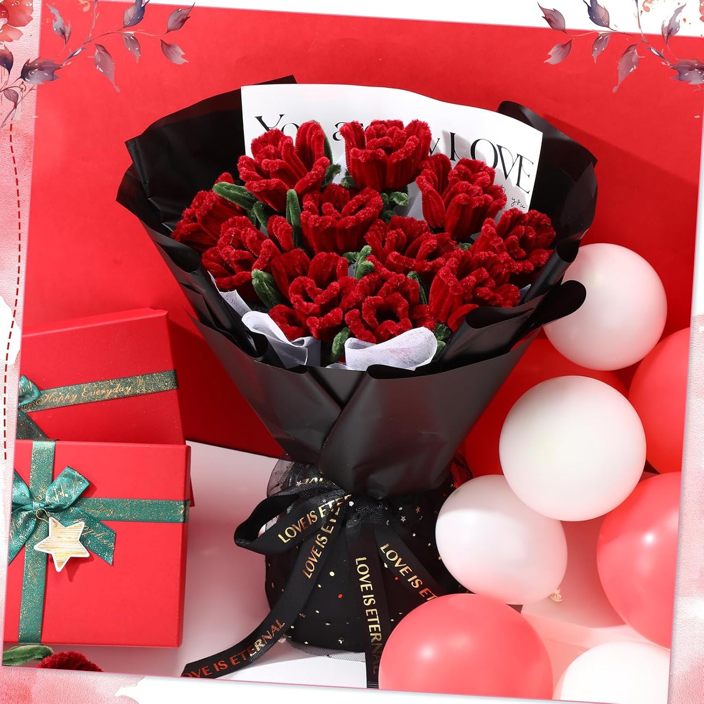 700 Pcs Halloween Fall Pipe Cleaners Craft Bulk Pastel Chenille Stems Flower DIY Gradient Colored Fluffy for School Classroom Thanksgiving Christmas Party Supplies(Red,Green)