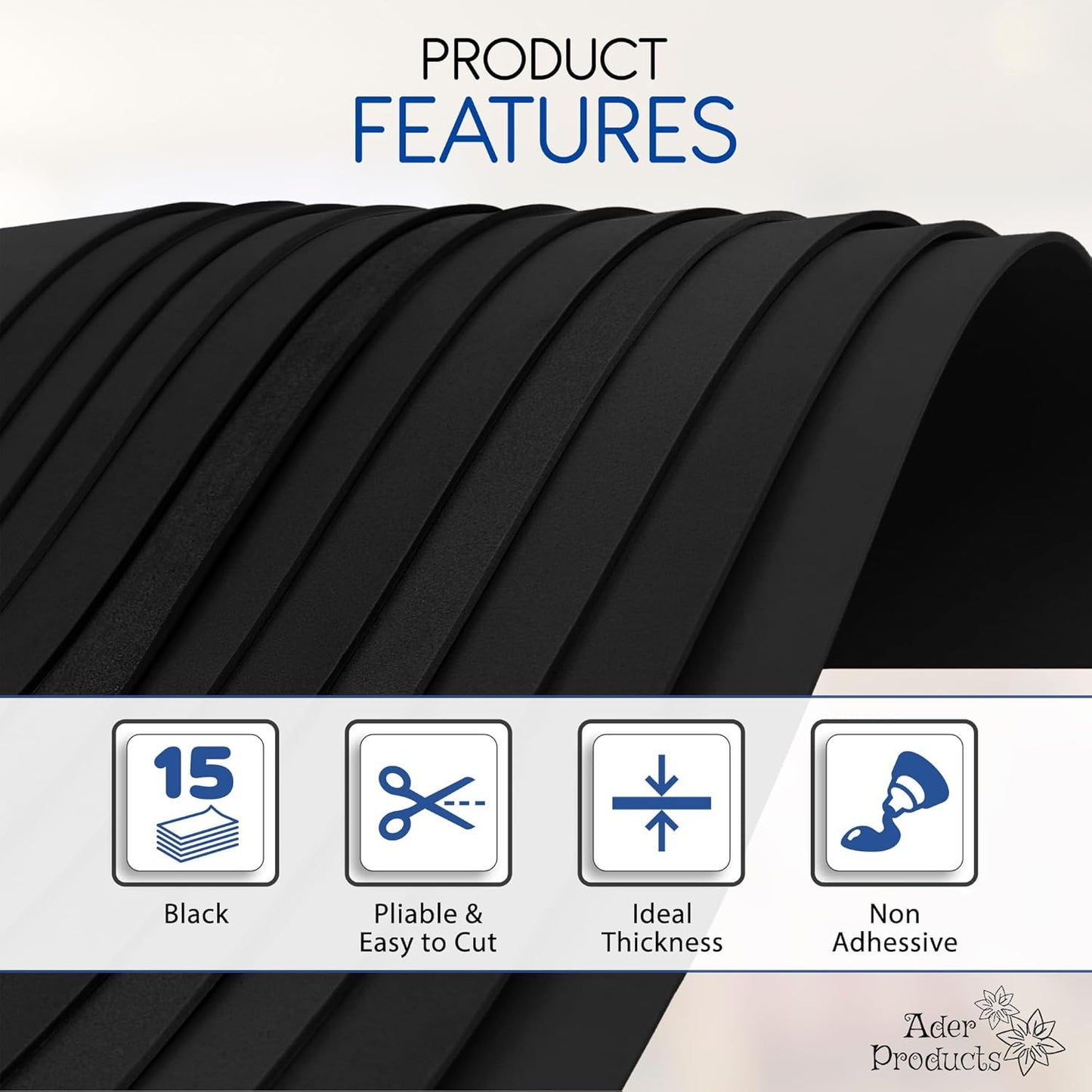 Black EVA Foam Sheets for Crafts, 15 Pack, 9 x 12 Inch, 2mm Thickness – Ideal for DIY Arts and Crafts, Foam Paper for Kids, Cosplay and Costumes