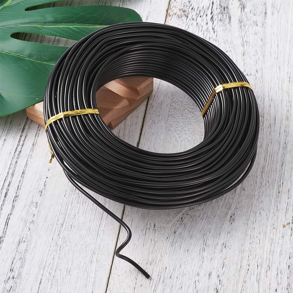 Fashewelry 114 Feet 10 Gauge Aluminum Wire Black Bendable Metal Craft Wire for Beading Jewelry Craft Making (2.5mm)