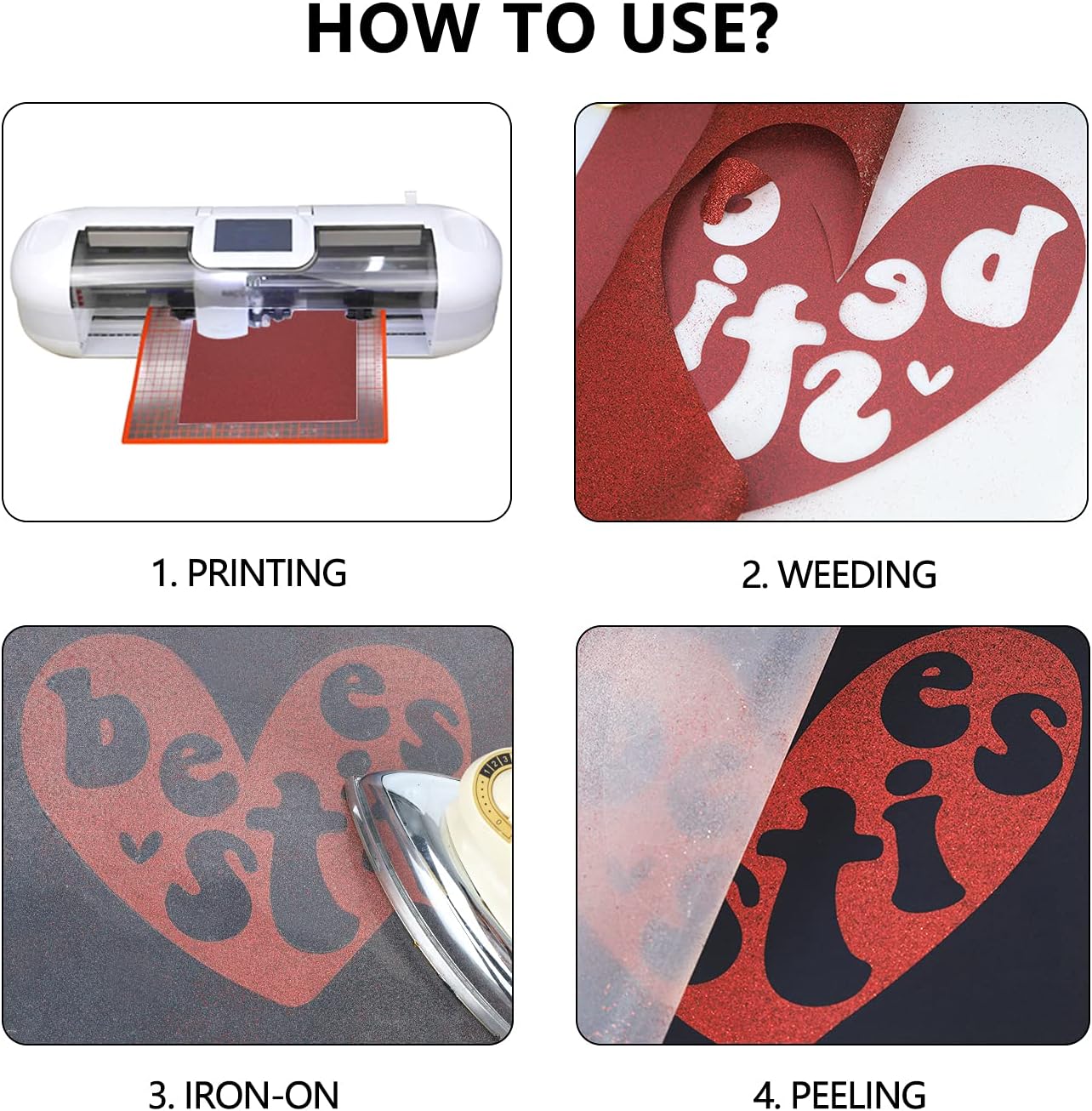 guangyintong Glitter Red Heat Transfer Vinyl HTV Rolls, 12" x 8ft Iron on Vinyl for T-Shirts Glitter Red HTV Vinyl for All Cutter Machines Easy to Cut & Weed for Heat Vinyl Design