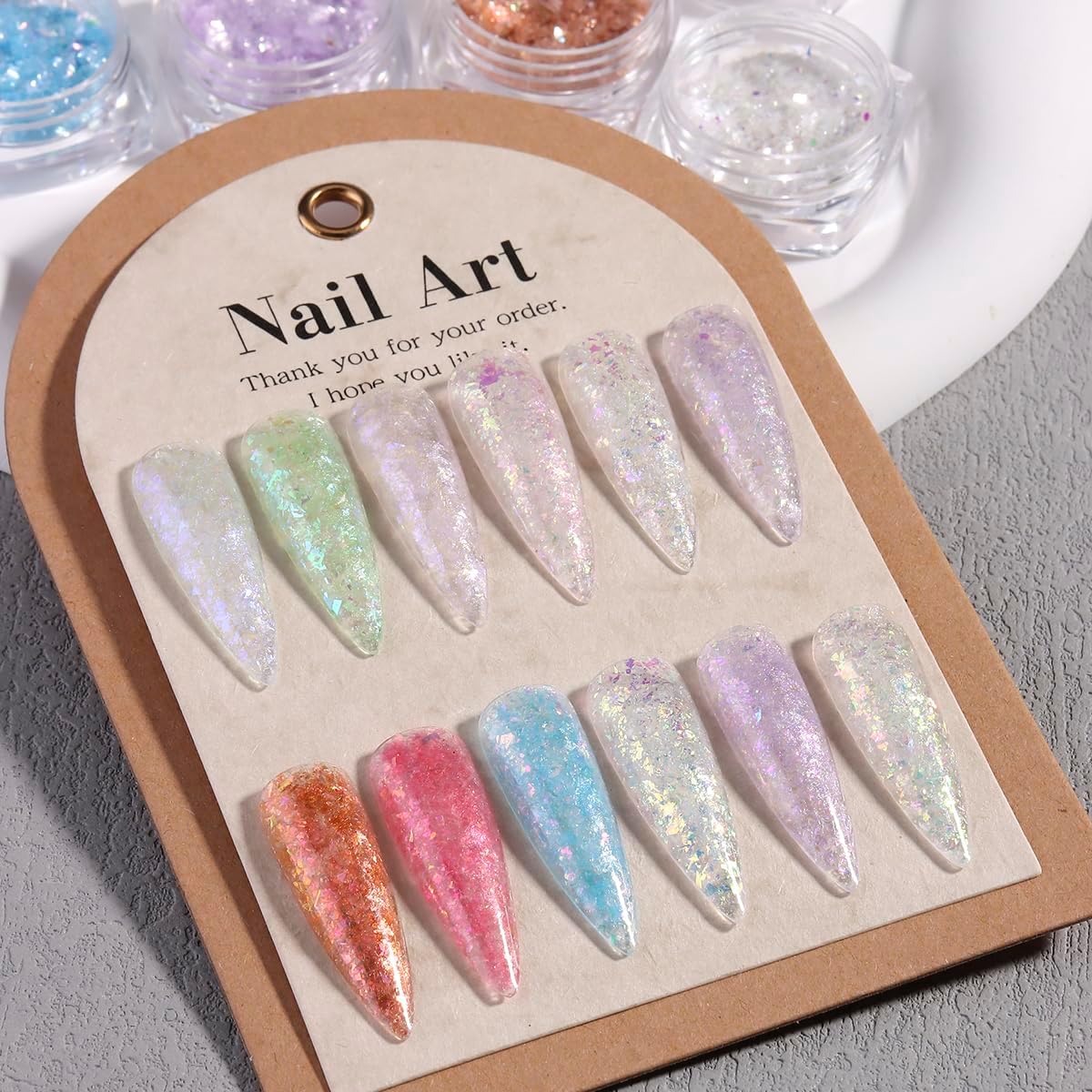 Holographic Nail Art Glitter Iridescent Flakes, 12 Colors Aurora Irregular Opal Nail Foil Flakes Ultra-Thin Nail Glitters Sequins Manicure Decorations for DIY Gel Polish Nail Art, Resin Craft, Gifts