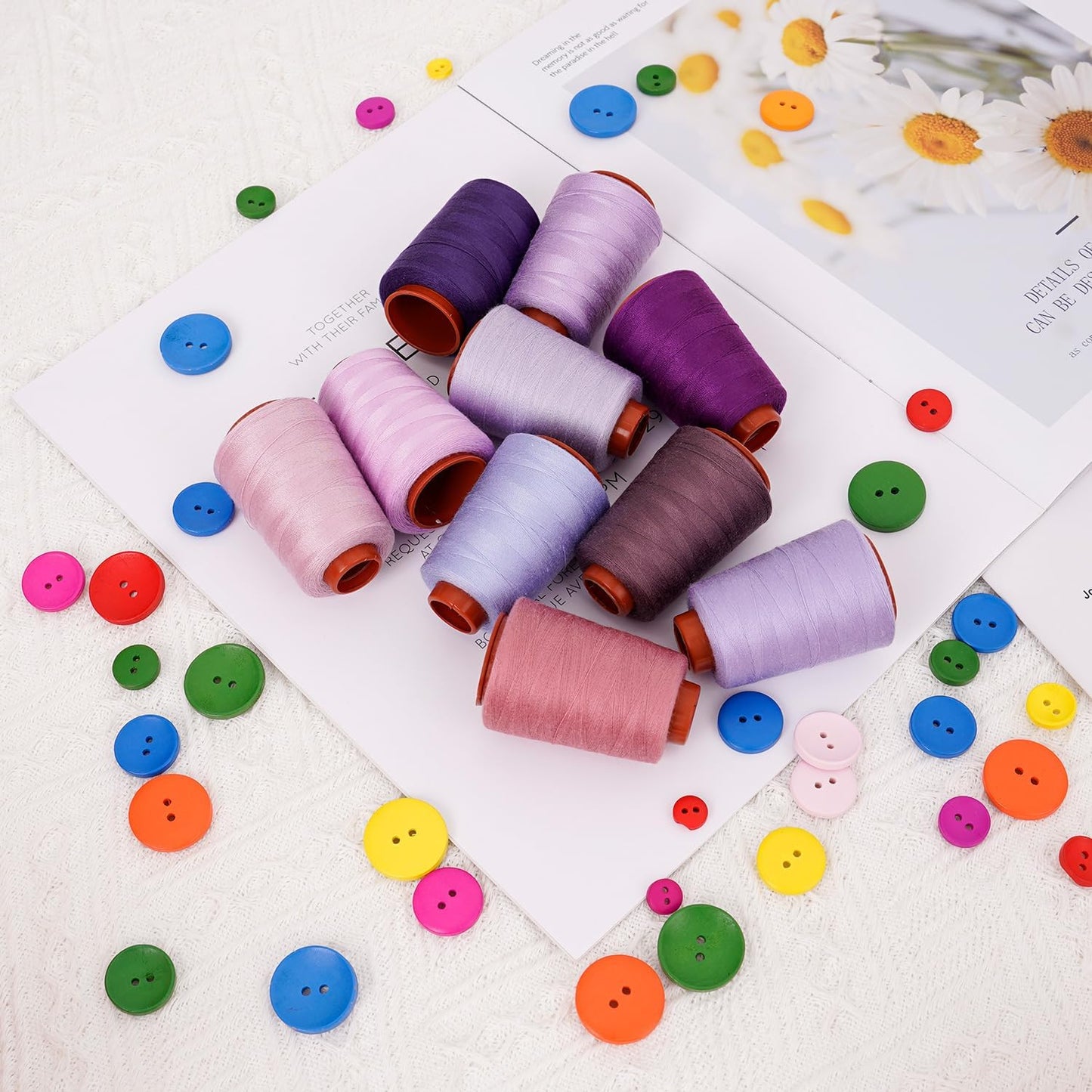 10 Pcs Sewing Thread, All Purpose Sewing Thread,40 wt, Assorted Colors Each 800 Yards of Polyester Threads for Sewing Machine, Hand Stitching, Quilting, Serger (Purple Color System)