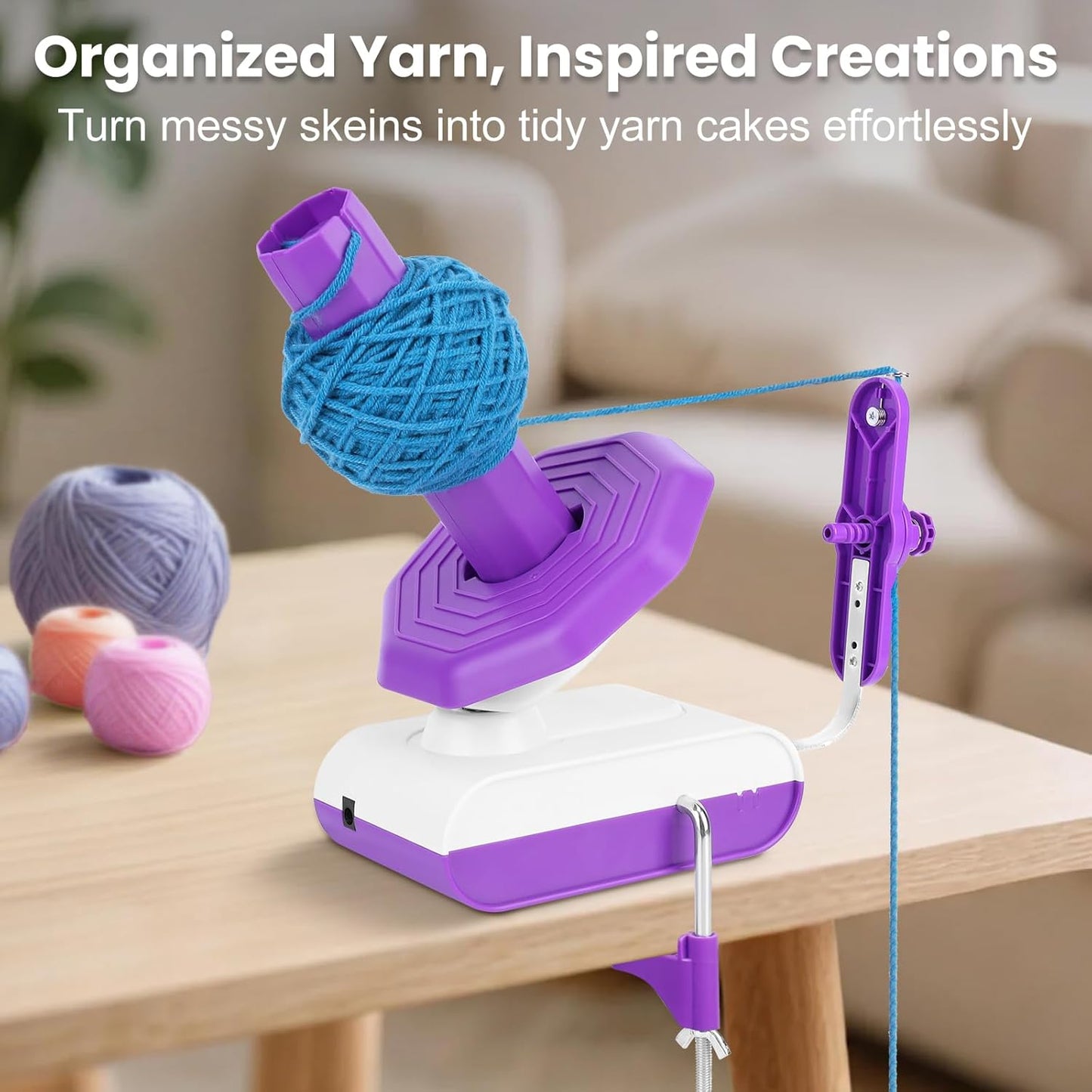 Electric Yarn Winder, Large Capacity 13oz Yarn Ball Winder for Crocheting, Automatic Yarn Cake Roller Spinner with Strong Tension & Stepless Speed, Ideal for Knitting & Crochet Lovers