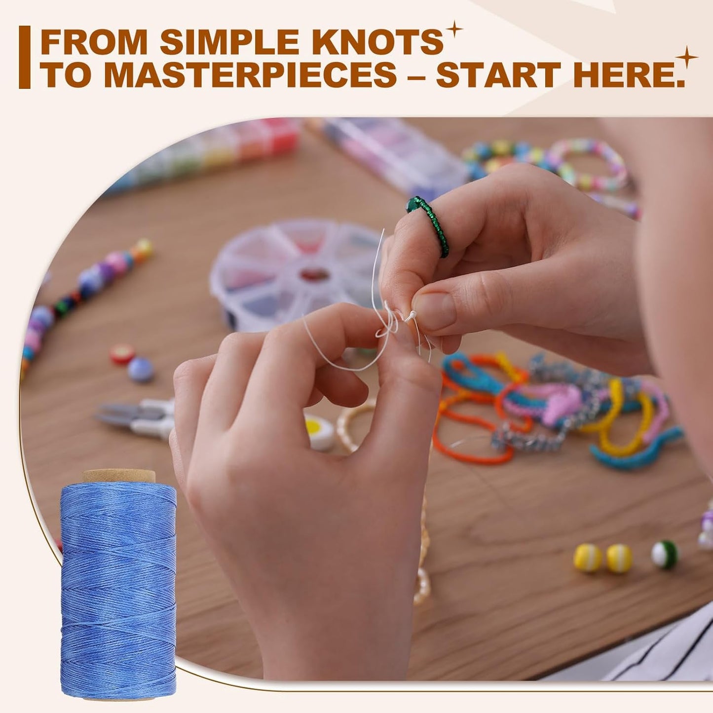 PATIKIL 284 Yard Flat Waxed Thread 150D 1mm Leather Sewing Cord for Repairing Shoes Bags Wallets Jewelry Making DIY Leather Craft, Bright Blue