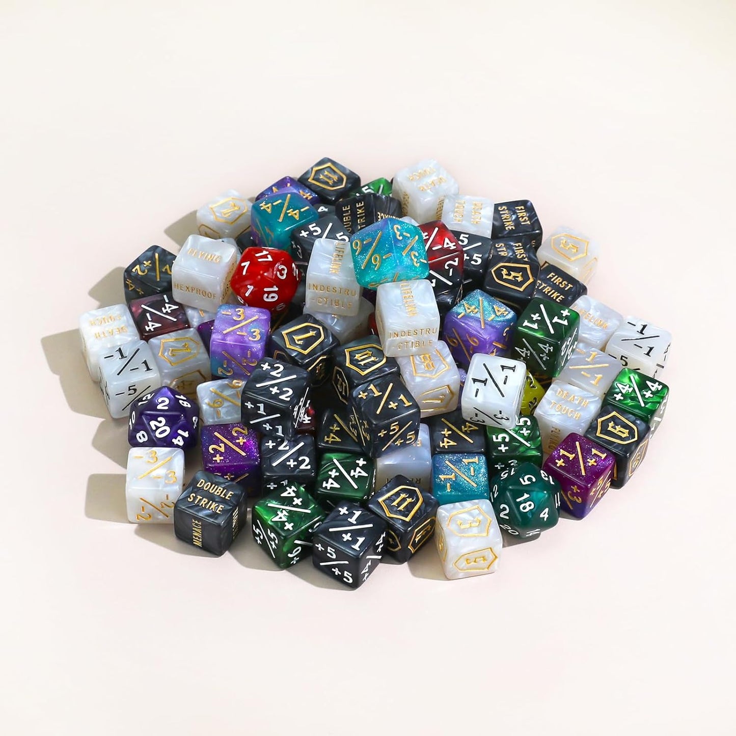 79PCS MTG Dice Counters Bulk Ability Keywords Dice Set, MTG Health Tracker Life Counter Plus 1/+1 Shield Buff Tokens for TCG Magic Card Games Accessories CCG Creature Stats