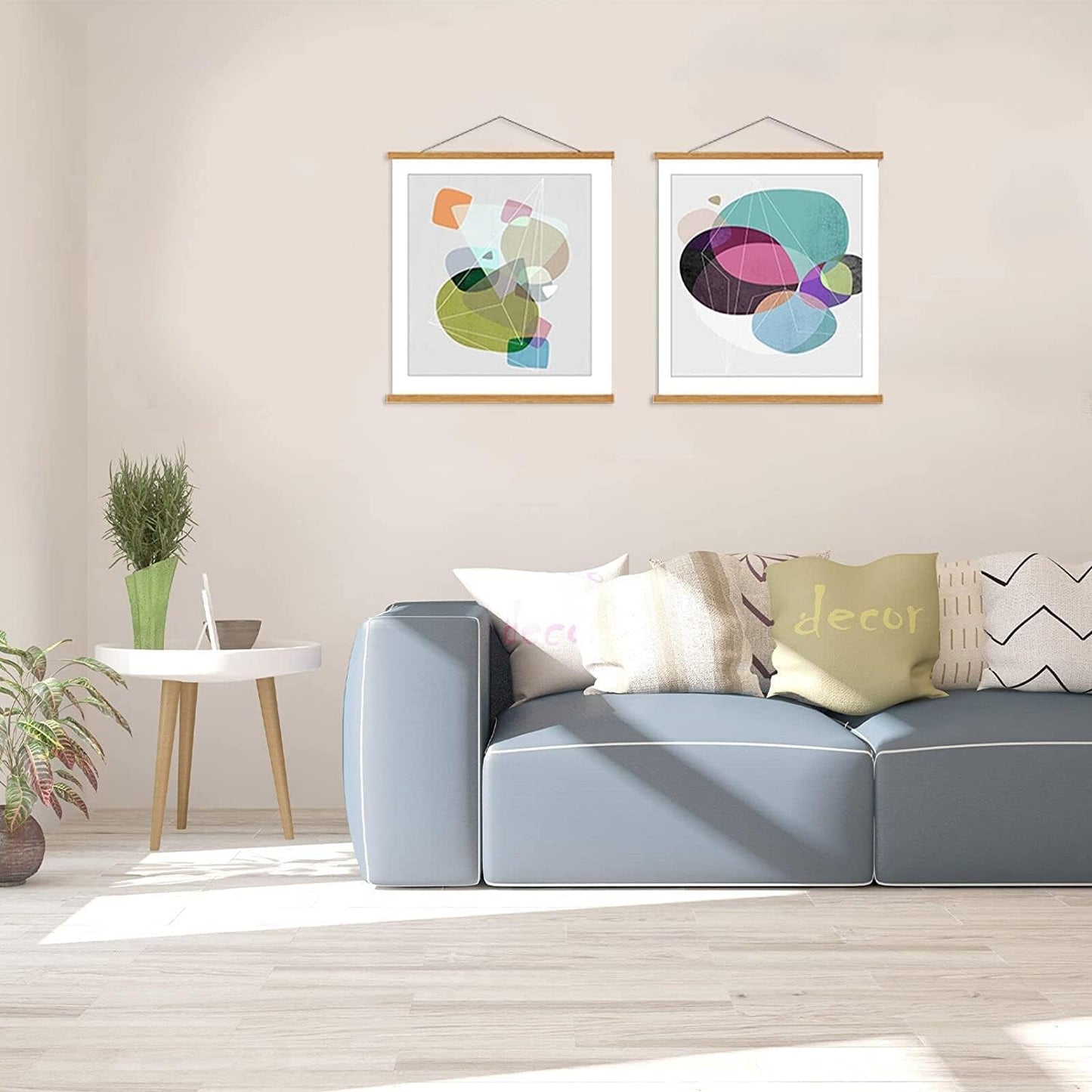 WITCOLOR Magnetic Poster Hanger, 30x20 30x30 30x40 Poster Frame Wood Wooden Magnet Print Posters Dowel Scroll Hanger Hangers Hanging Kit for Walls Map Canvas Artwork (Teak, 30")