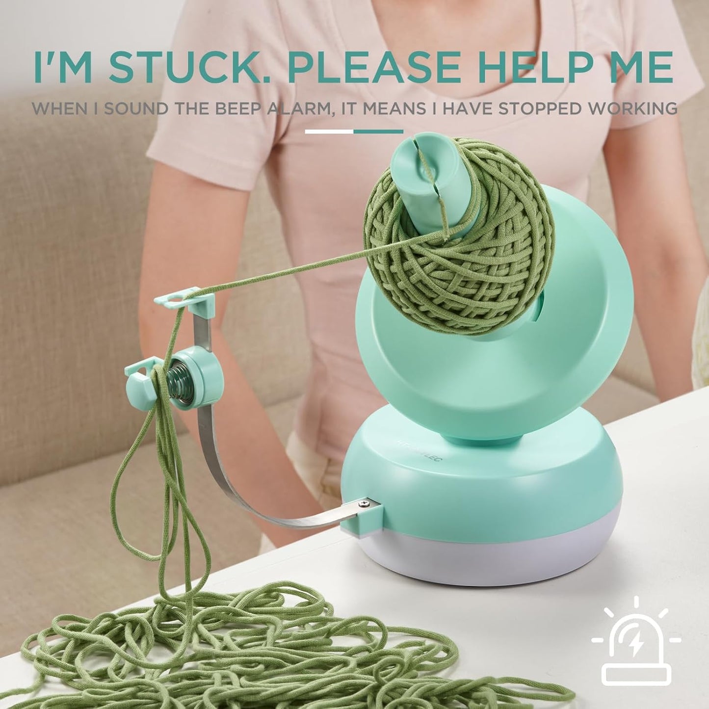 Yarn Winder for Crocheting, 10oz Large Capacity Electric Yarn Ball Winder with Strong Tension Stepless Speed, Automatic Yarn Cake Winder, Helper for Knitting Lovers, Mint Green
