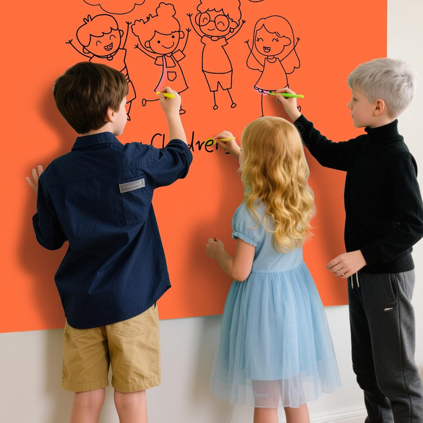 Magnetic Glass Whiteboard - Glass Dry Erase Board 48"x36" Large Frameless Glass Board for Walls Office School and Home, Orange