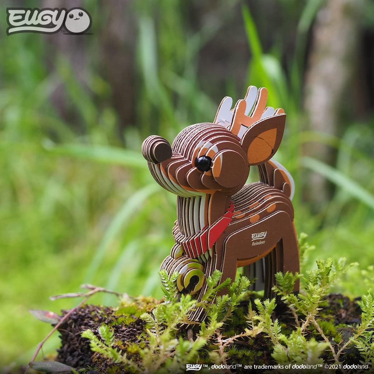 Eugy Reindeer 3D Puzzle, 22 Piece Eco-Friendly Educational Toy Puzzles for Boys, Girls & Kids Ages 6+