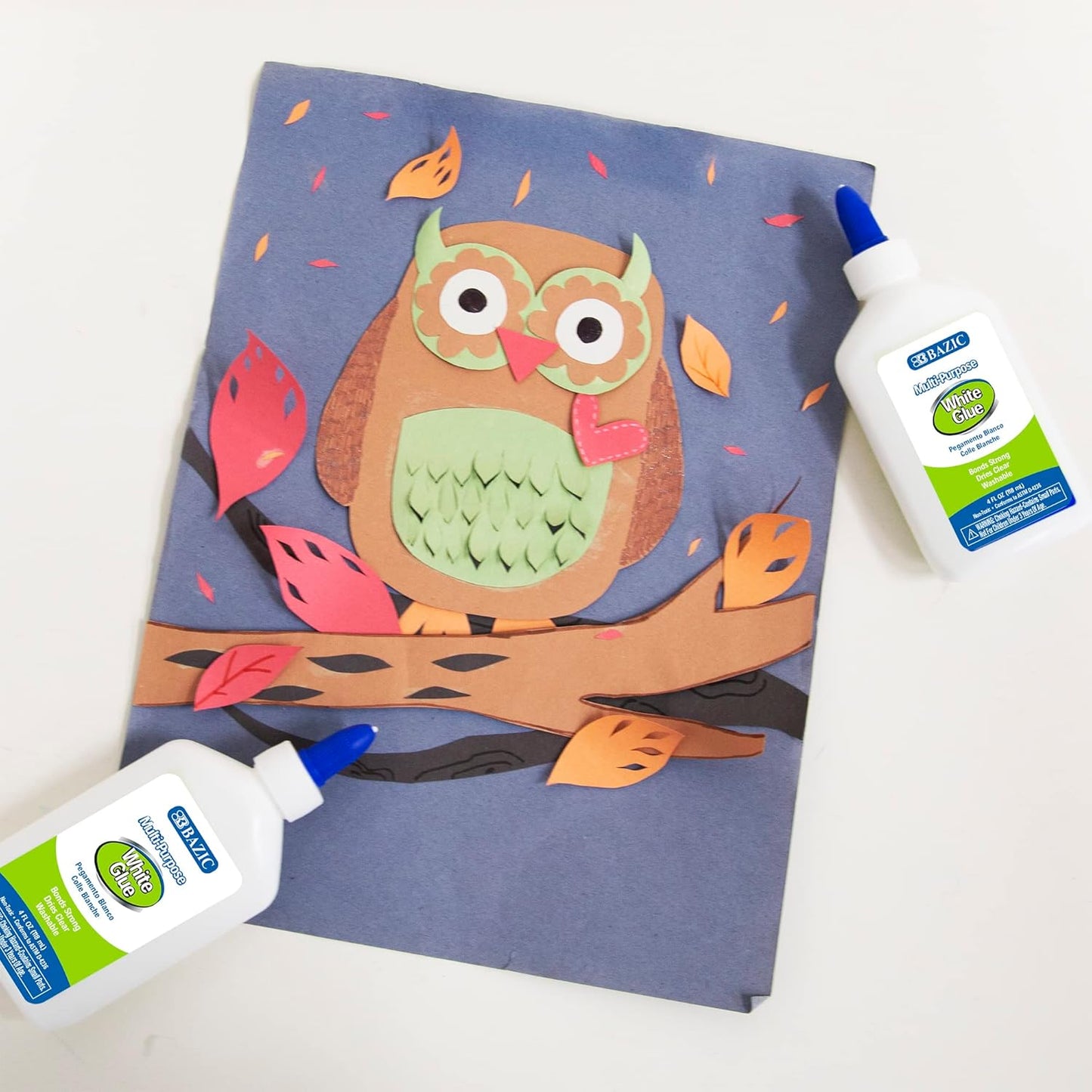 BAZIC White Glue 4oz., Clear Glue 1.7oz., Glue Stick 0.7oz., Washable Liquid Glue Pen, Multi-Purpose, for School Home Office (3/Pack), 4-Pack