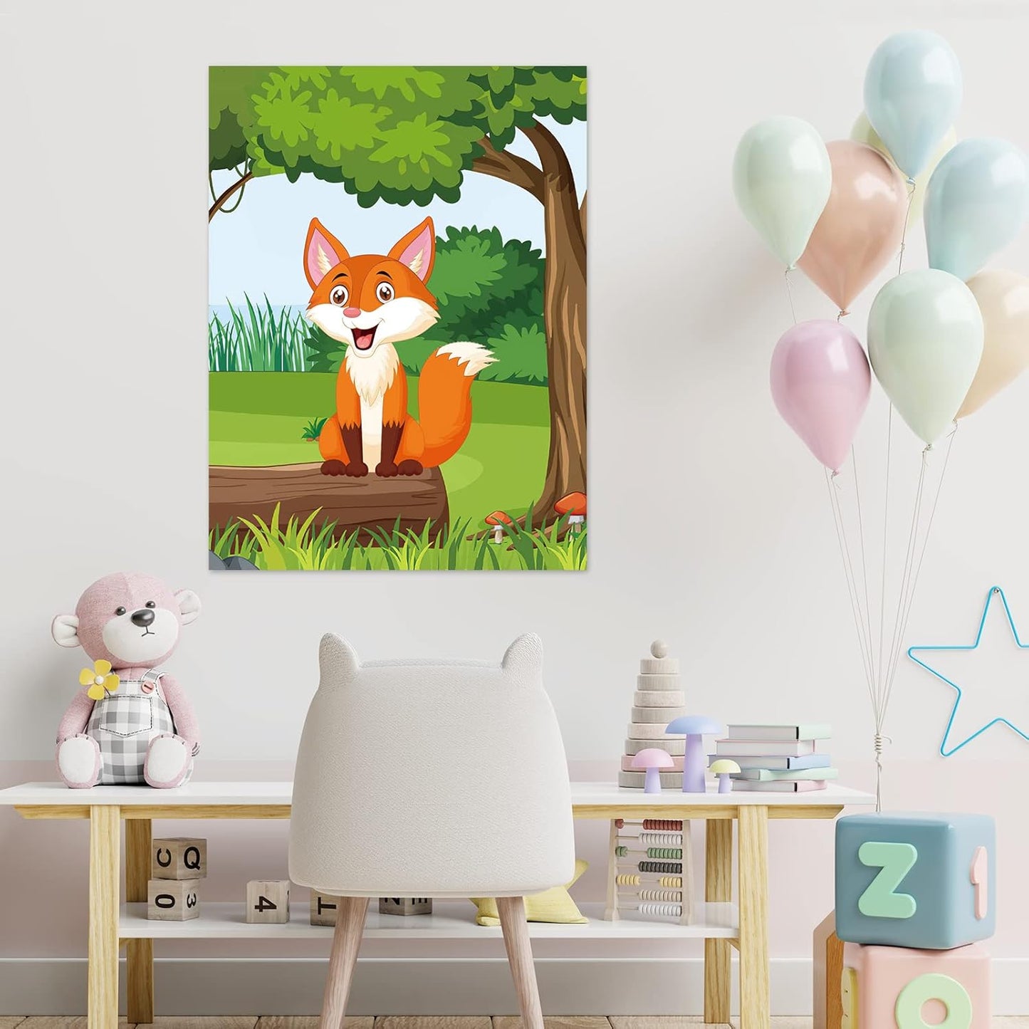 ASTARON Pin The Tail on The Fox Party Game with 30 Tail Stickers for Forest Farm Birthday Supplies Pin Game, Boys Girls Animal Party Favors Christmas Decorations