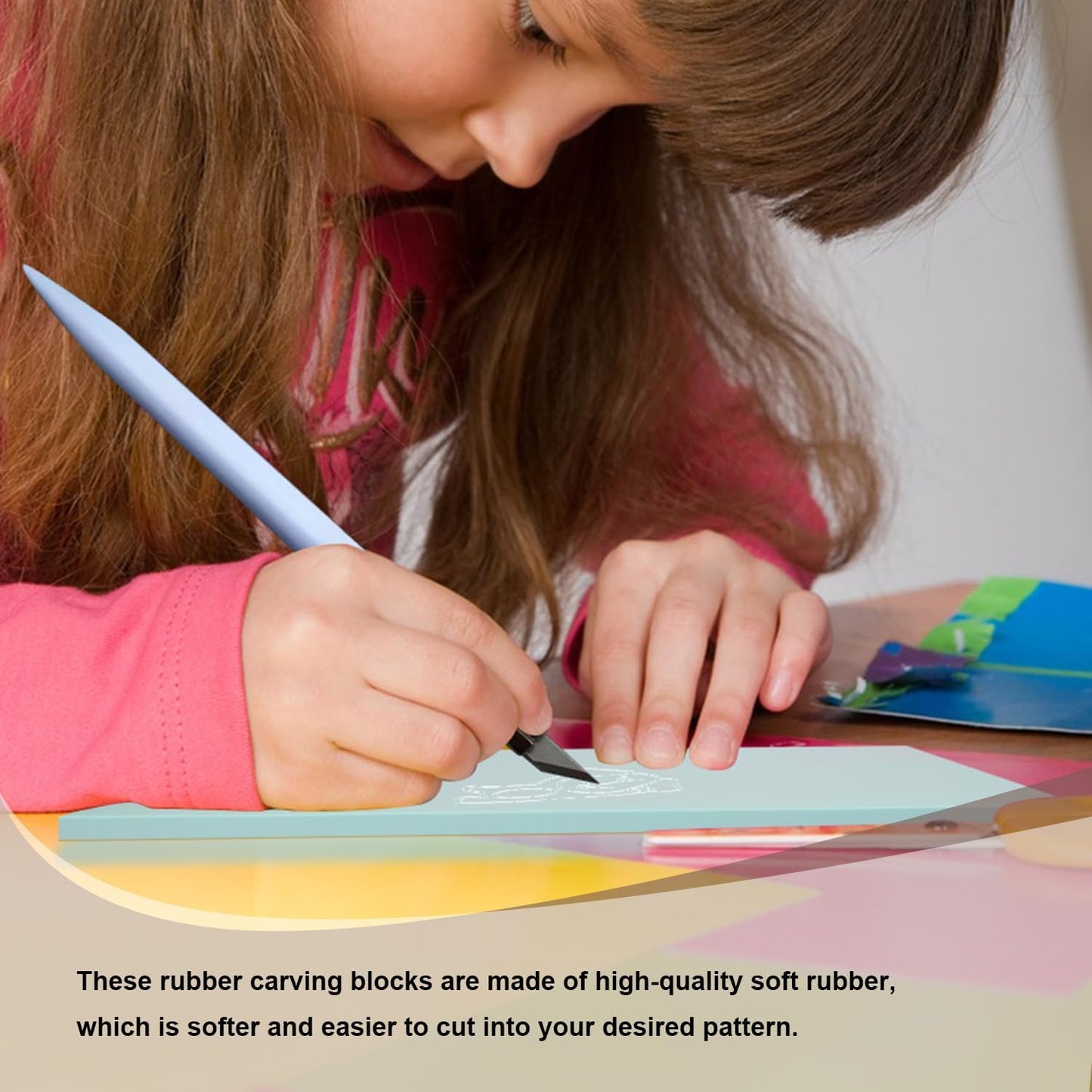 4 Pcs 8.5"x11" Rubber Carving Blocks, A4 Linoleum Blocks, Stamp Carving Blocks for Printmaking, Linocut Artists, Crafts and More,(Blue) by KUKLIPJIM.