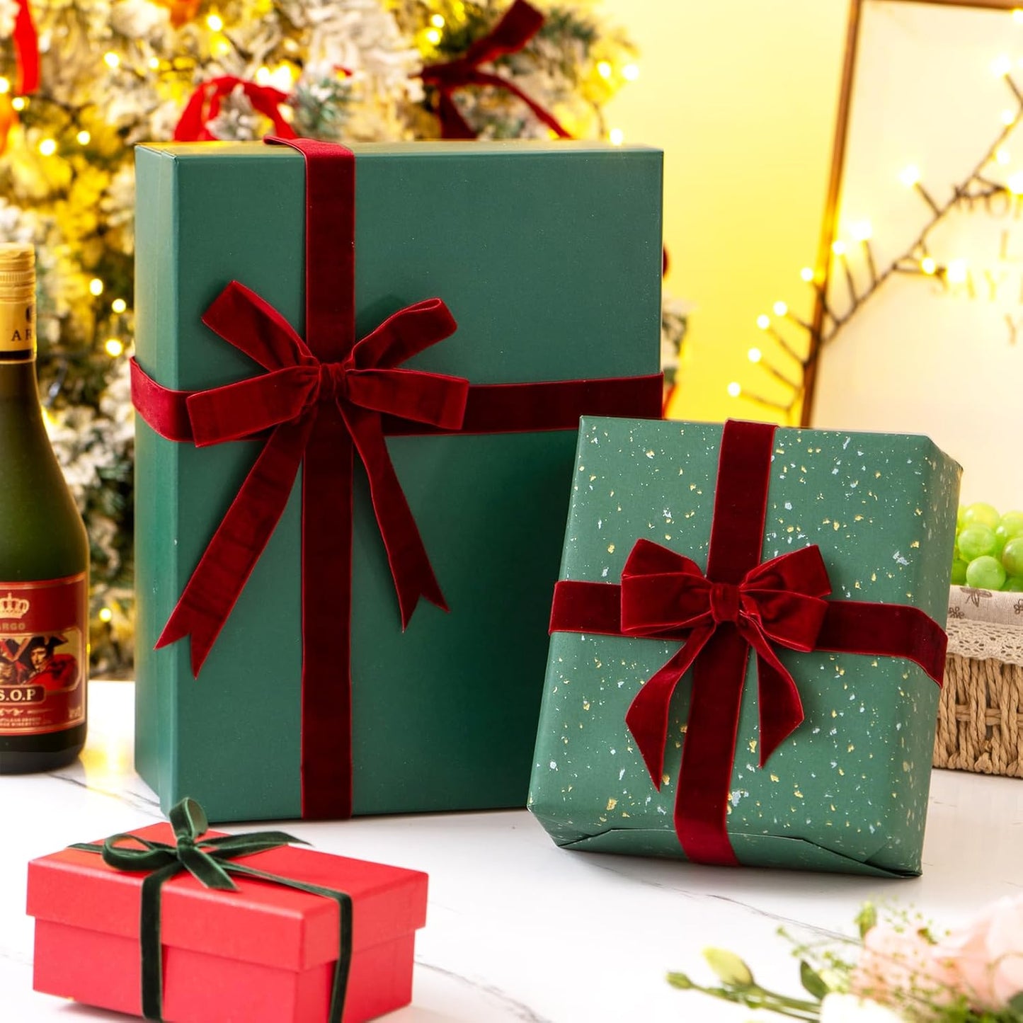 Black Velvet Ribbon 5/8'' 2 Rolls Total 30 Yards, Use for Gift Wrapping, Christmas Tree, Wreath Decoration, DIY Crafts