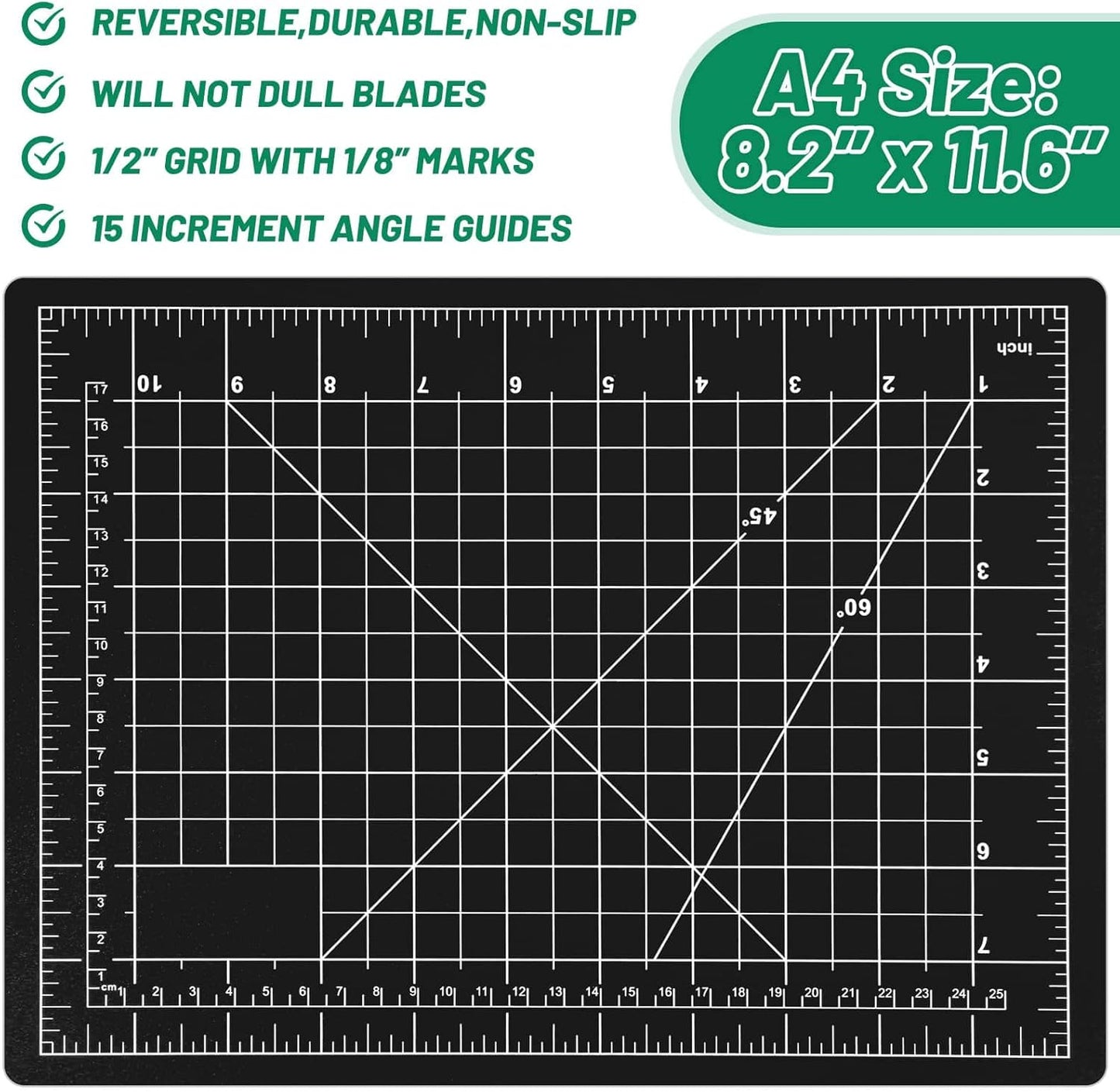 Anezus Exacto Knife with Hobby Mat for Crafts, Self Healing Cutting Mat Hobby Knife with 30 PCS Exacto Blades Precision Knife for Art and Crafts Paper Scrapbooking Stencil (Black)