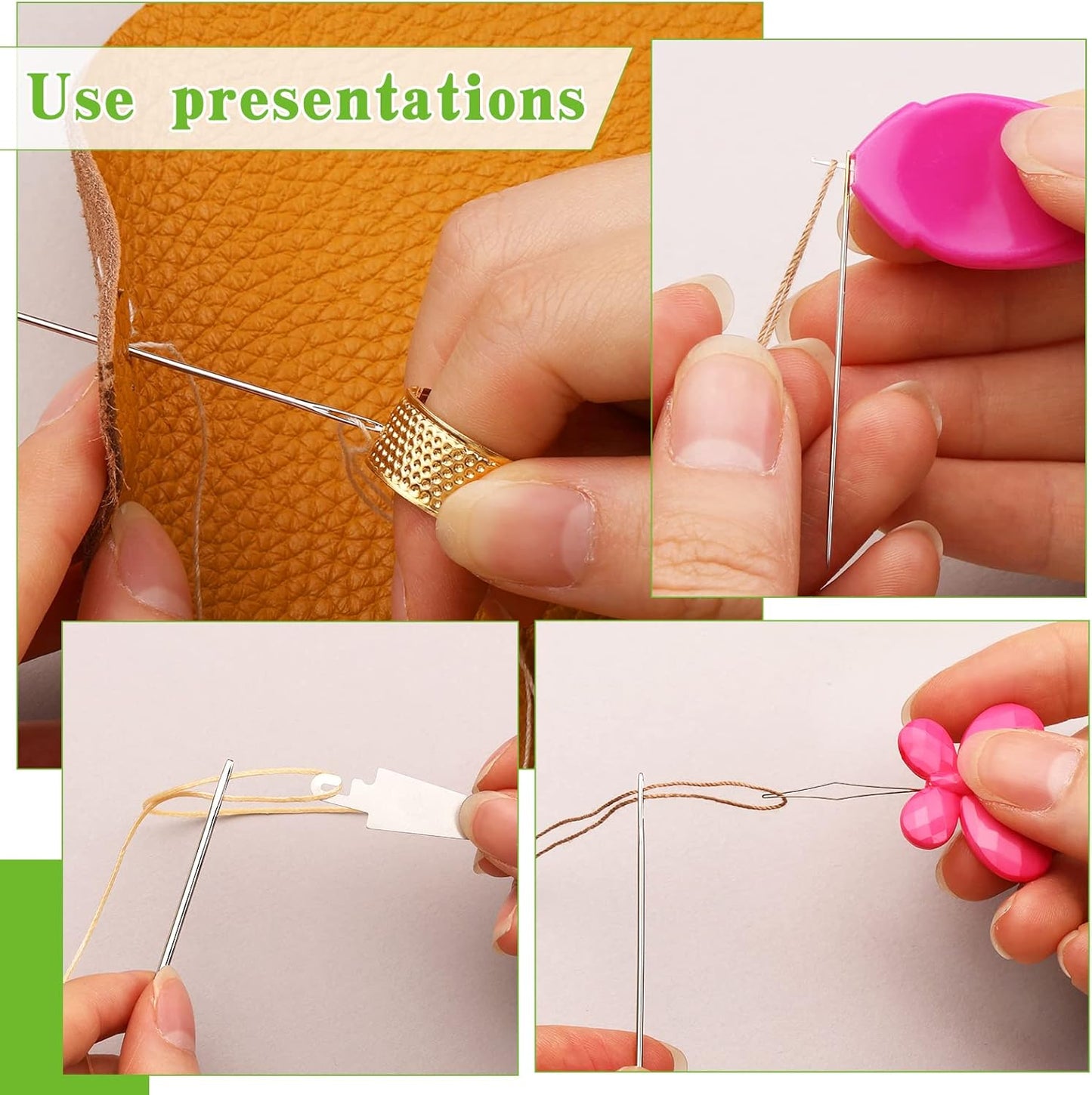 Fedmut Needle Threaders Set, 51 Pcs Needle Threader Tool Needle Threaders for Hand Sewing Craft, 9 Types Needle Threader with Thimbles Great for Hand Sewing Needle Work, Sewing Machine, Embroidery