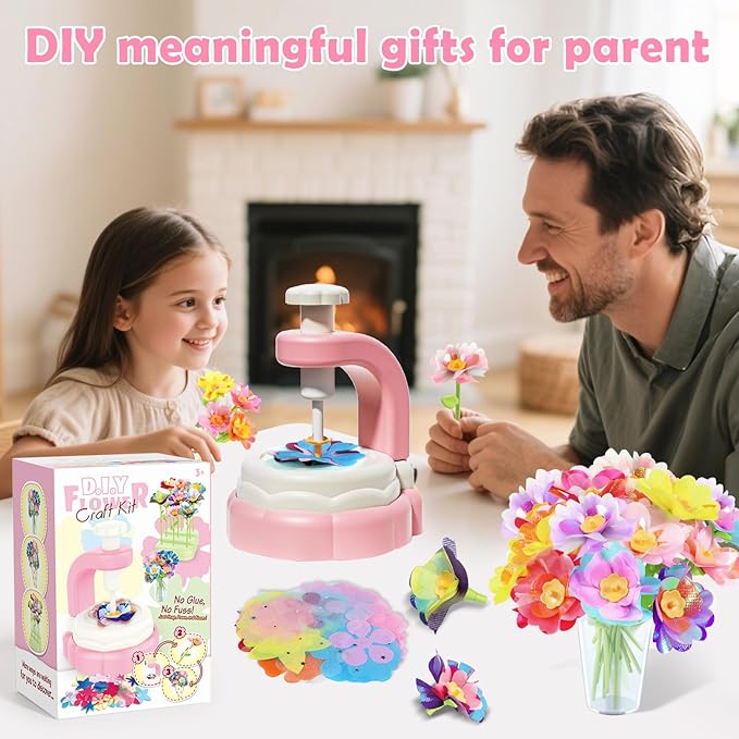 Airyard DIY Craft Kits Toys for Kids Ages 8-12 - Fabric Flower Bouquets Girls Toys Age 6-8, Arts & Crafts for 4 5 6 7 8 Year Old Toddler Girl, Educational Activity Preschool Birthday Gifts