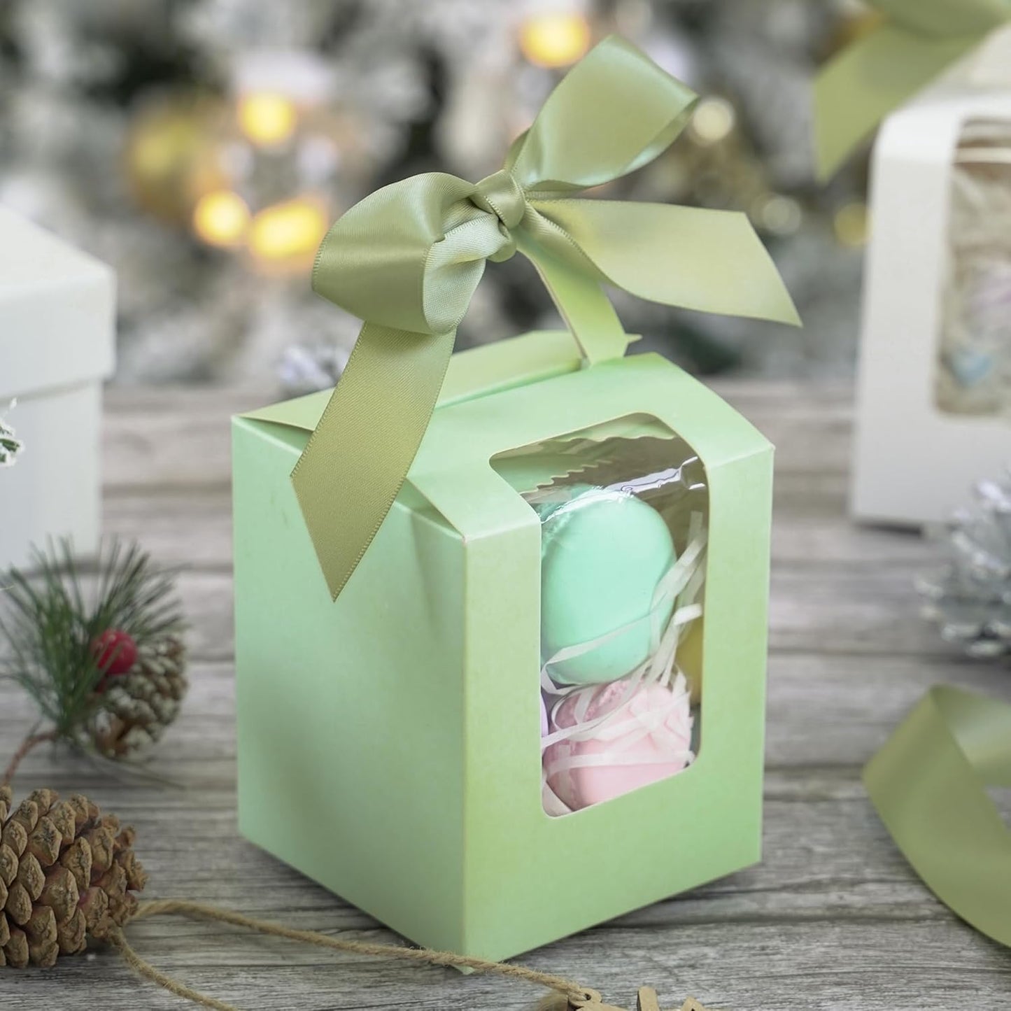 HUIHUANG Satin Ribbon 1 inch Sage Green Ribbon 50 Yards Double Face Silk Satin Ribbons for Crafts Spring Moss Ribbon for Gift Wrapping Bows Floral Bouquet Cake Wedding Invitation Card Party Decor