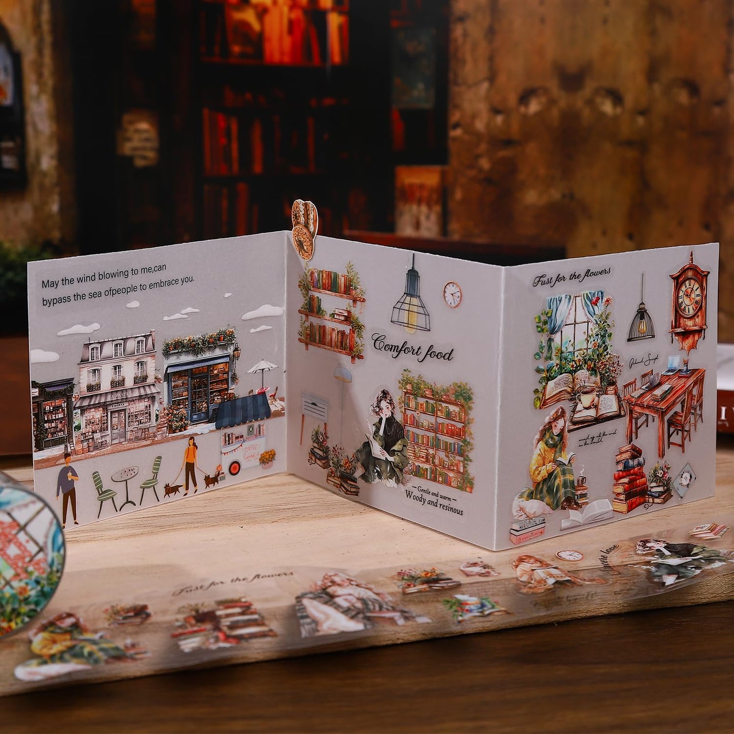 Reading Time PET Tape Set, 6 Rolls Mixed Pre-Cut and Continuous Tape with Clip, Waterproof Scrapbook Supplies for Journaling, DIY Crafts, and Planners