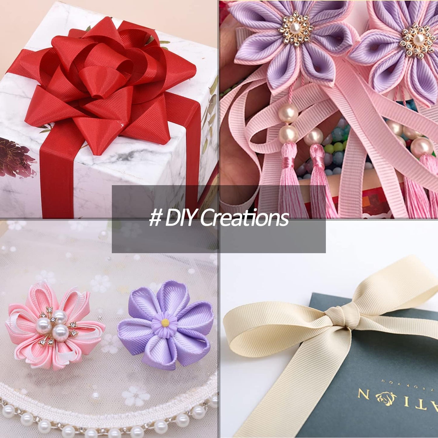 1" X 100 Yards White Grosgrain Ribbon, Premium Grosgrain Ribbon for Sewing, Gift Wrapping, Bow Making, Wedding Decor, Wrapping and More (White)