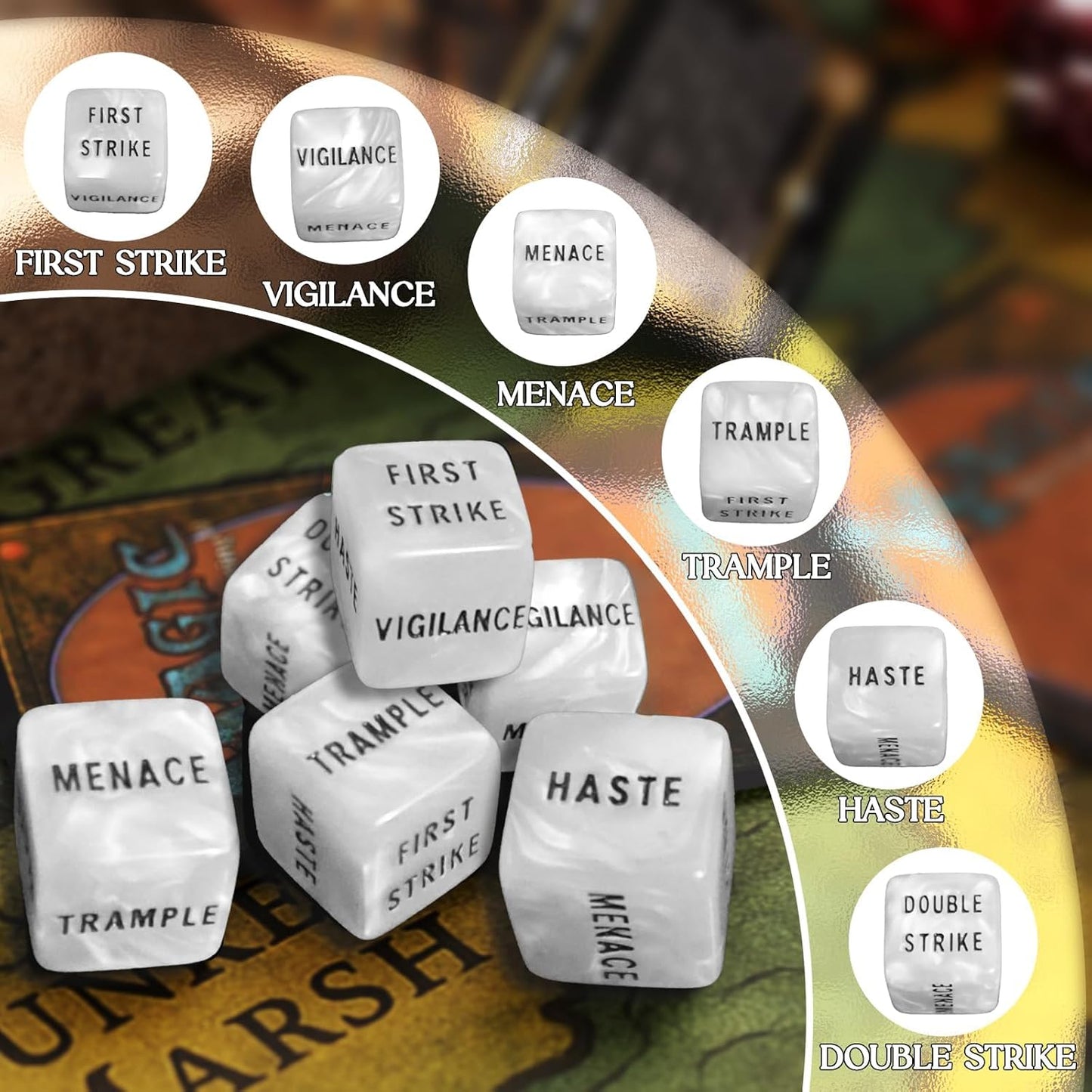 63 PCS MTG Dice Counters Set with Bulk Abilities Keywords Counters, MTG Life Counters for Games, MTG Accessories