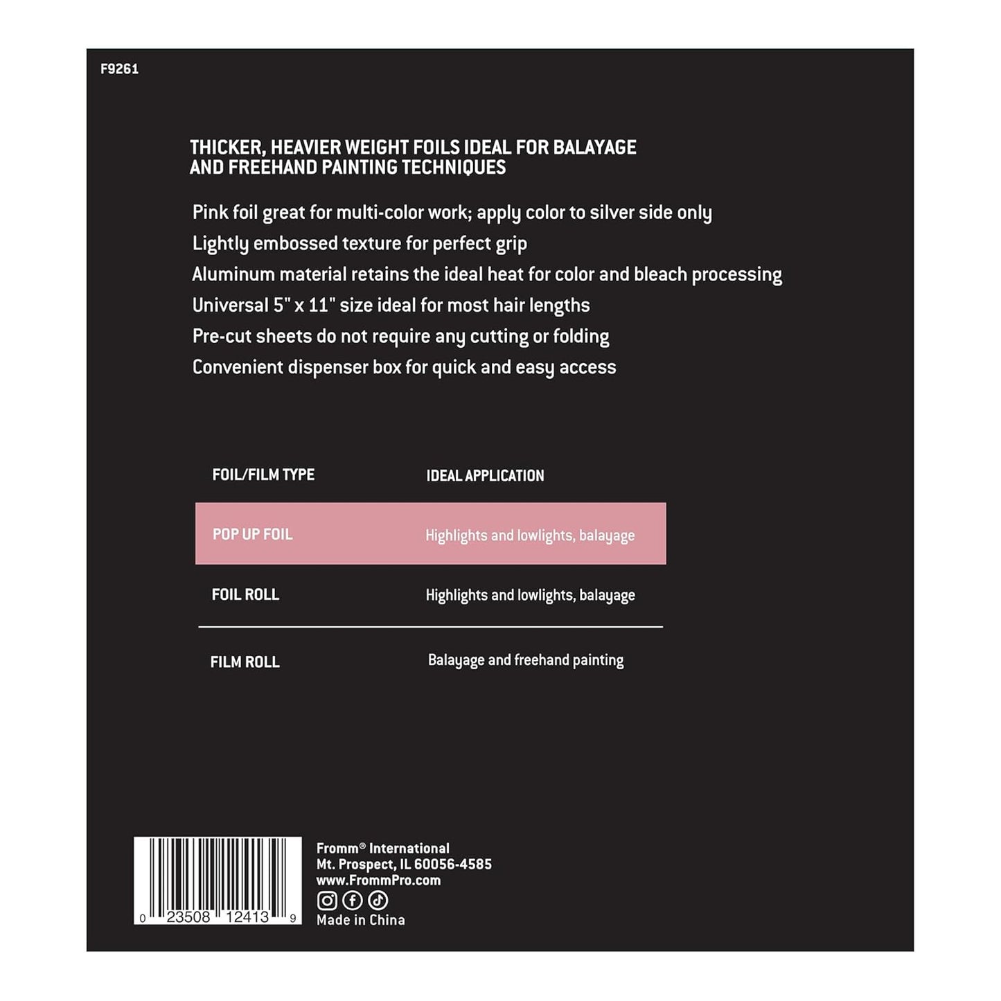 Fromm Pop Up Hair Foils, Light Pink Foils, Cosmetology Supplies, Hairstylist Essentials, Lightweight, Ideal for Highlighting and Coloring, Precut, 5" x 11", 500 Foil Sheets