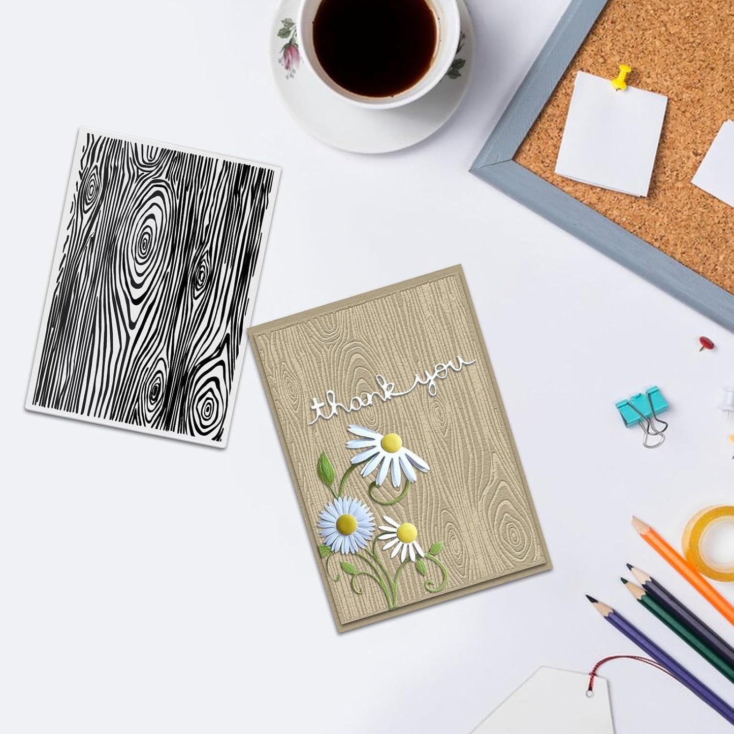 Glodecart Tree Annual Ring Background Embossing Folder, Plastic Textured Impressions Tree Wood Grain Embossing Folder Template for Card Making Scrapbooking Paper Craft Album Stamps DIY Décor