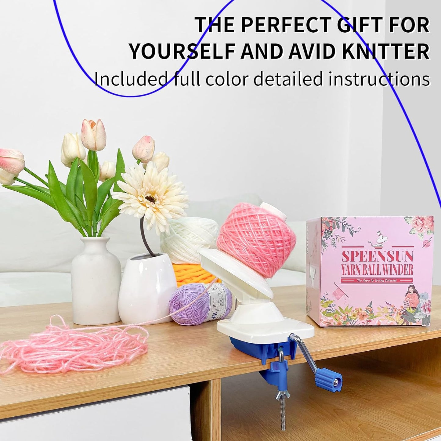 SPEENSUN Yarn Ball Winder, Crochet Yarn Winder, Efficient Yarn Cake Maker Make 3.5oz Yarn Cakes, Easy to Use and Install Crochet Yarn Roller with Lower Noise, The Helper for Knitting Enthusiast