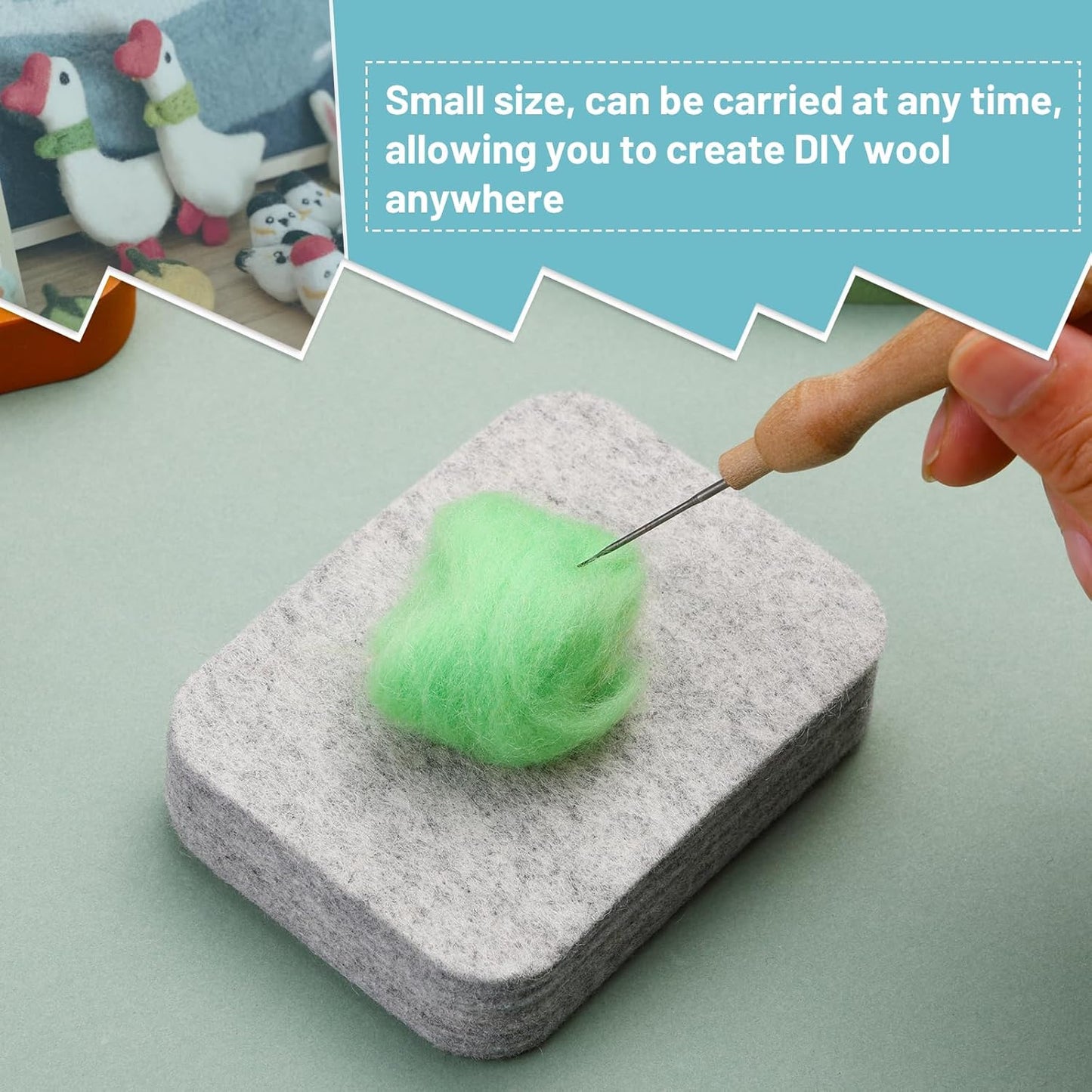 Mayboos Needle Felting Pad, Grey Sponge Needle Felting Pad, 4.52"x3.34" Natural Wool Needled Felting Mat for Any Wool Felting Makeing