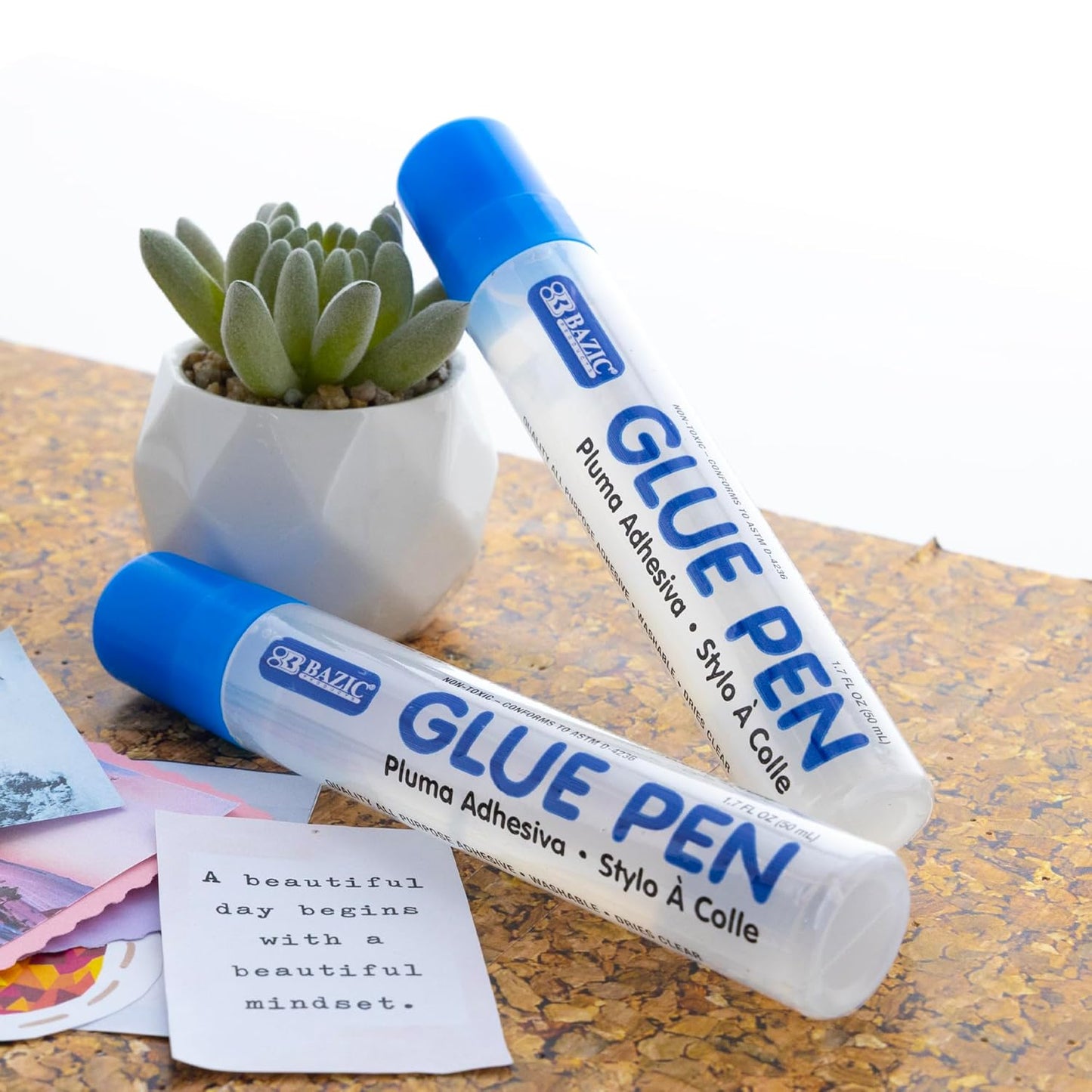 BAZIC Products Washable Glue Pen 1.7 Oz. (50 mL), Liquid Clear Glues Bond Adhesive for Art Crafts Project at School Home Office (2/Pack), 1-Pack