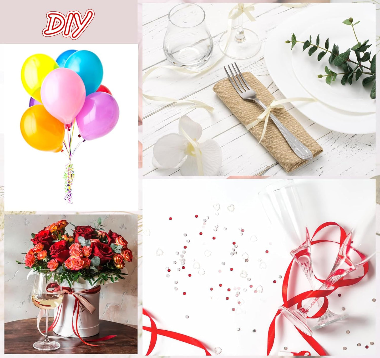 ABSOFINE 18 Colors Double Faced Satin Ribbon Polyester,1/8 inch Solid Fabric Ribbon Roll for Gift Wrapping, DIY Crafts, Wedding Birthday Party Decorations