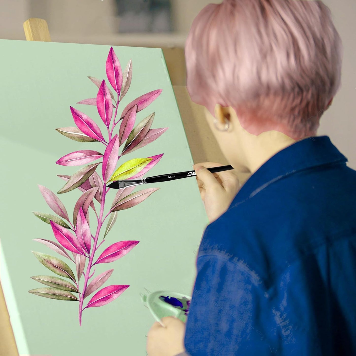 Cat Tongue Watercolor Brushes,4 PCS Oval Wash Paint Brushes for Acrylic Painting Floral Petal Watercolor Brush,Pointed Oval Paintbrush Professional Cat's Tongue Paint Brush Artist Paintbrushes